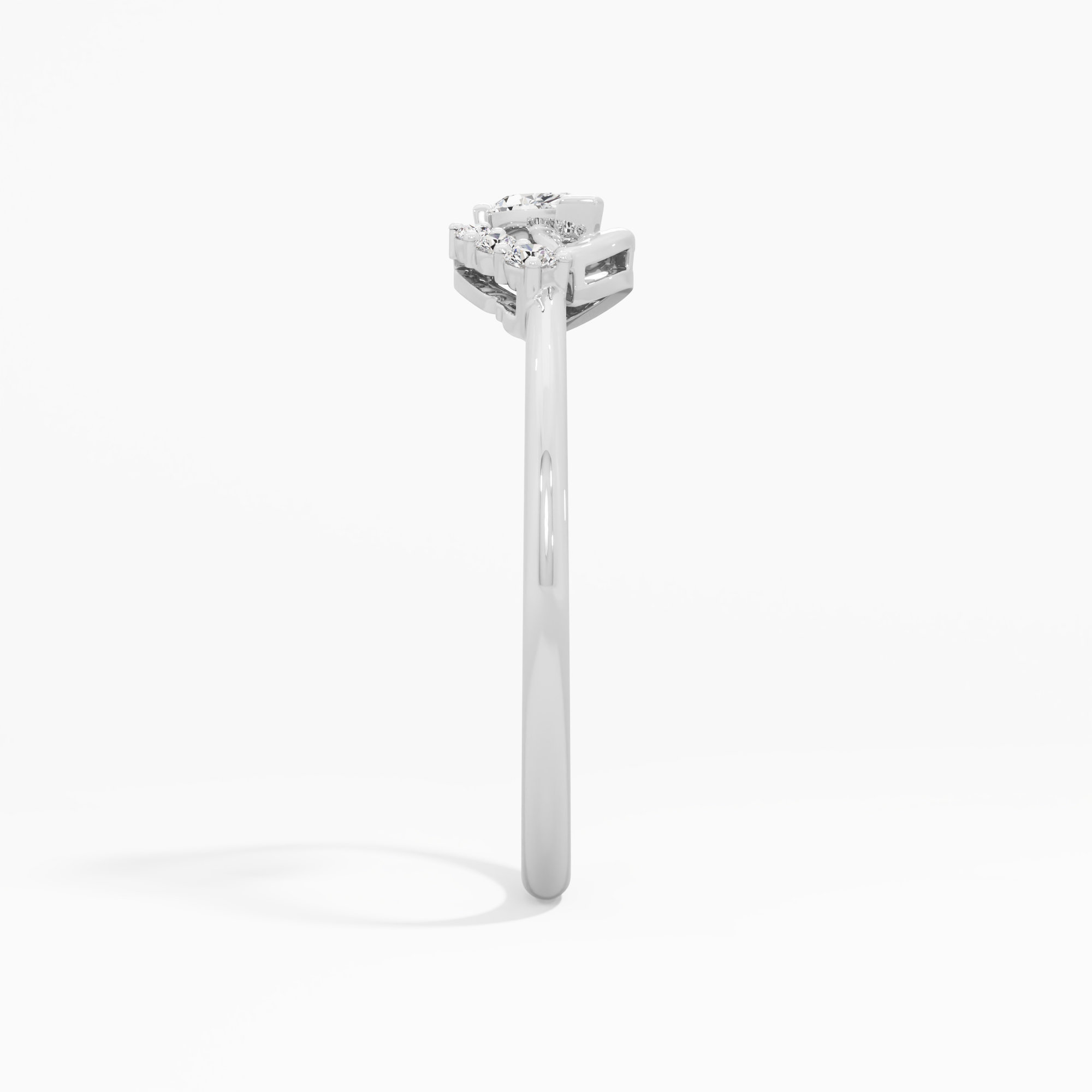 Enchanted Leaf Bypass Ring in 9KT White Gold (Diamond Quality: FG-VVS VS)