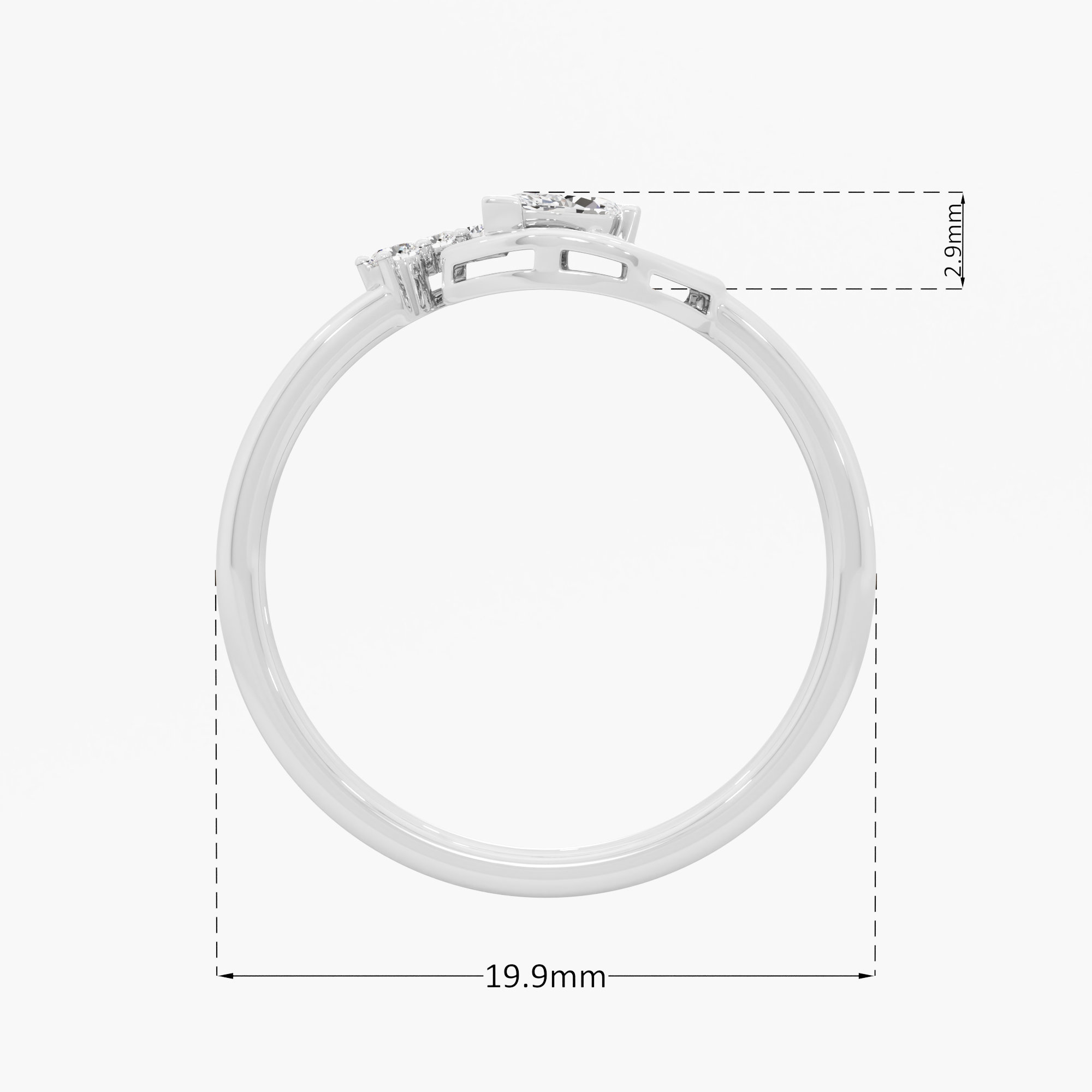 Enchanted Leaf Bypass Ring in 9KT White Gold (Diamond Quality: FG-VVS VS)