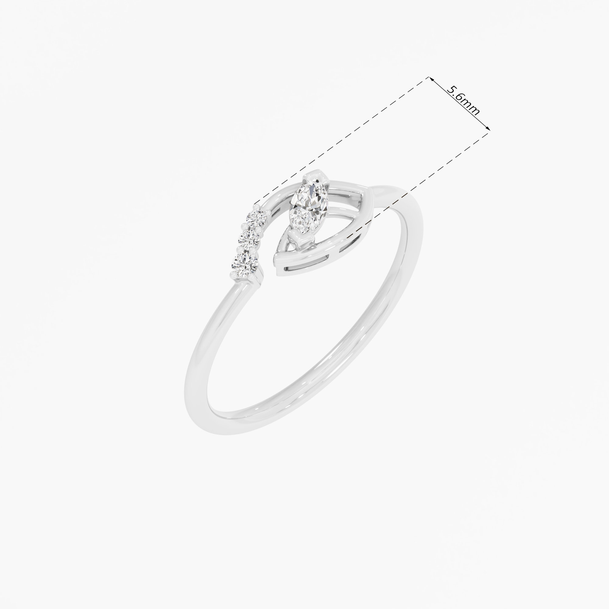 Enchanted Leaf Bypass Ring in 9KT White Gold (Diamond Quality: FG-VVS VS)