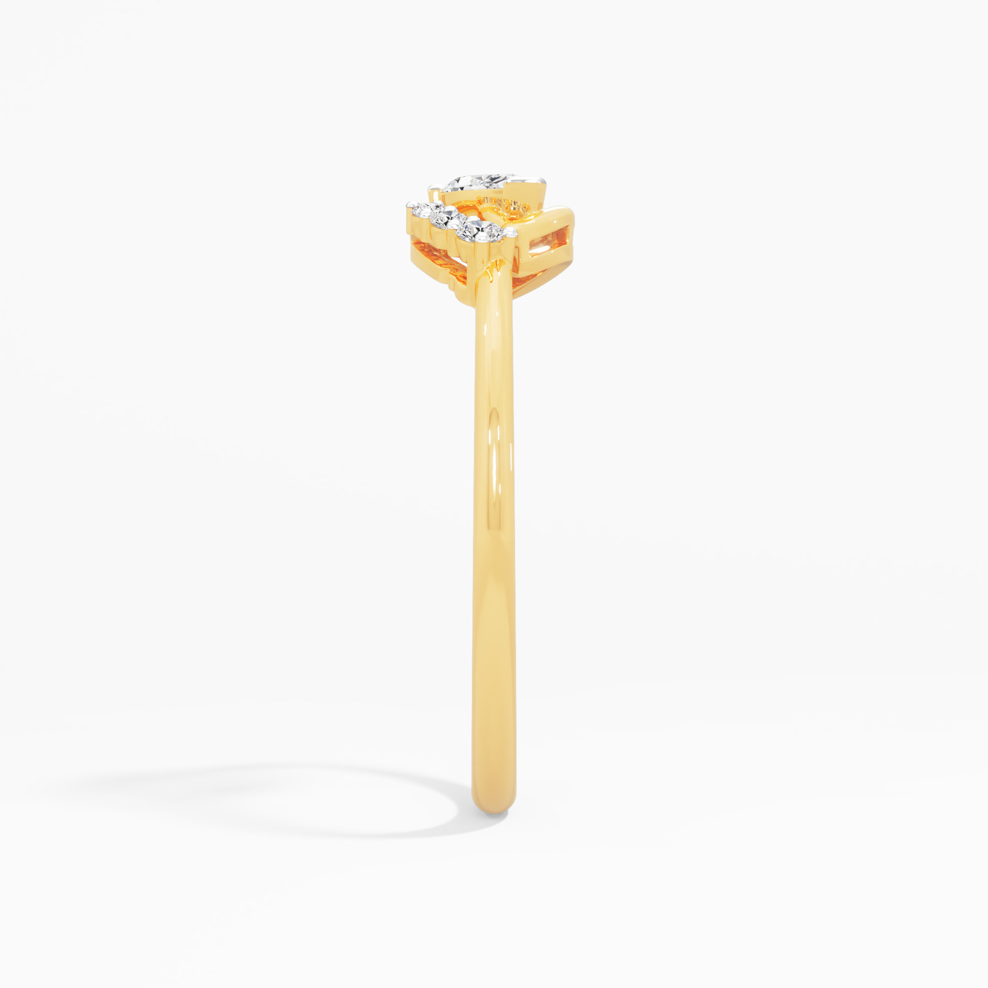 Enchanted Leaf Bypass Ring in 9KT Yellow Gold (Diamond Quality: FG-VVS VS)