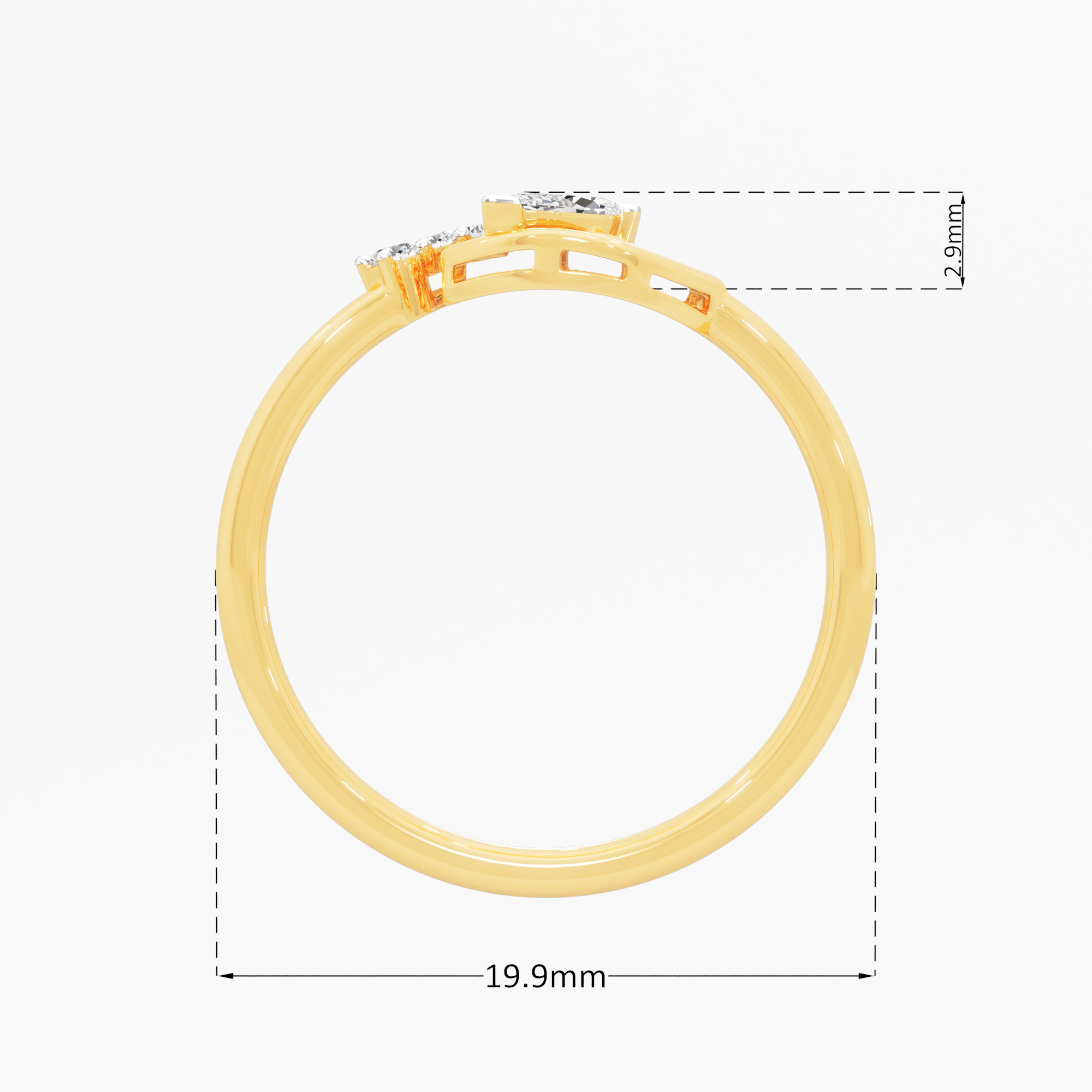 Enchanted Leaf Bypass Ring in 9KT Yellow Gold (Diamond Quality: FG-VVS VS)