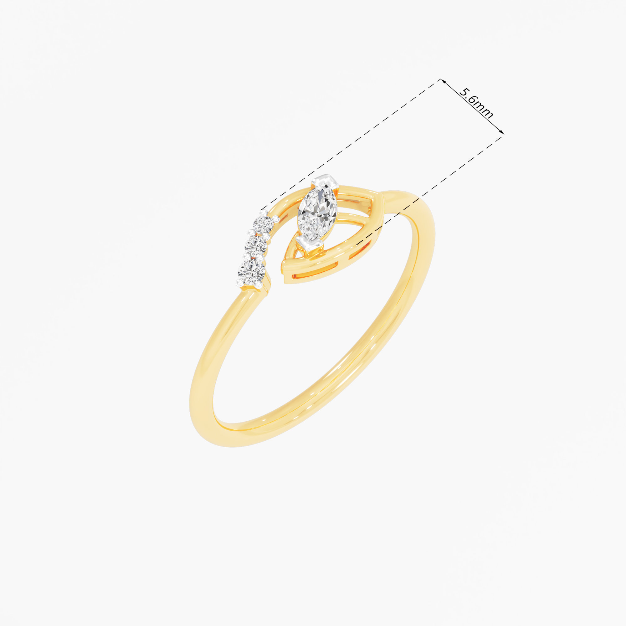 Enchanted Leaf Bypass Ring in 9KT Yellow Gold (Diamond Quality: FG-VVS VS)