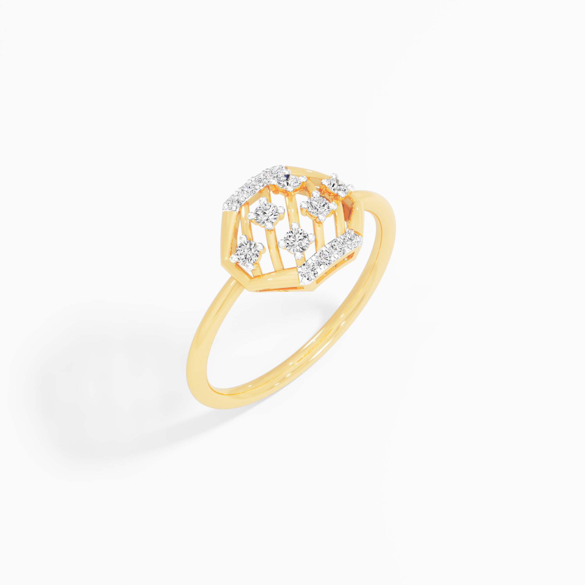 Geometric Glow Diamond Ring in 9KT Yellow Gold (Diamond Quality: FG-VVS VS)