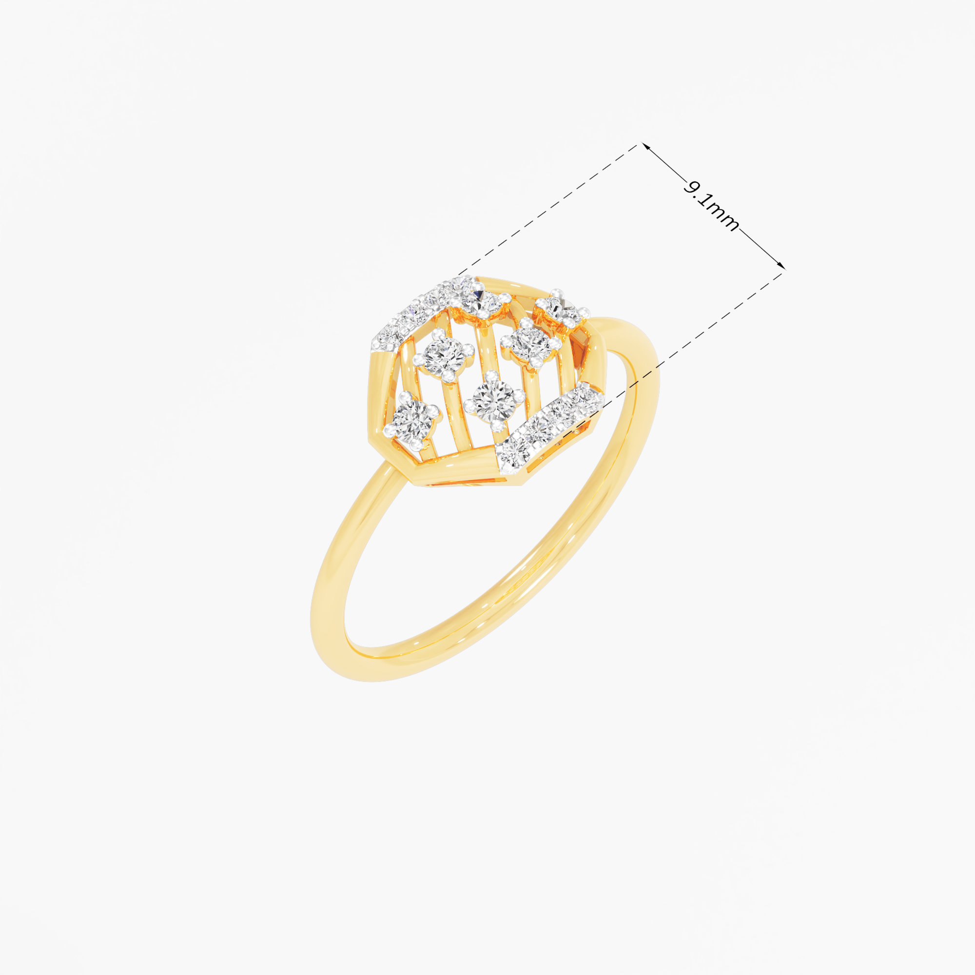 Geometric Glow Diamond Ring in 9KT Yellow Gold (Diamond Quality: FG-VVS VS)