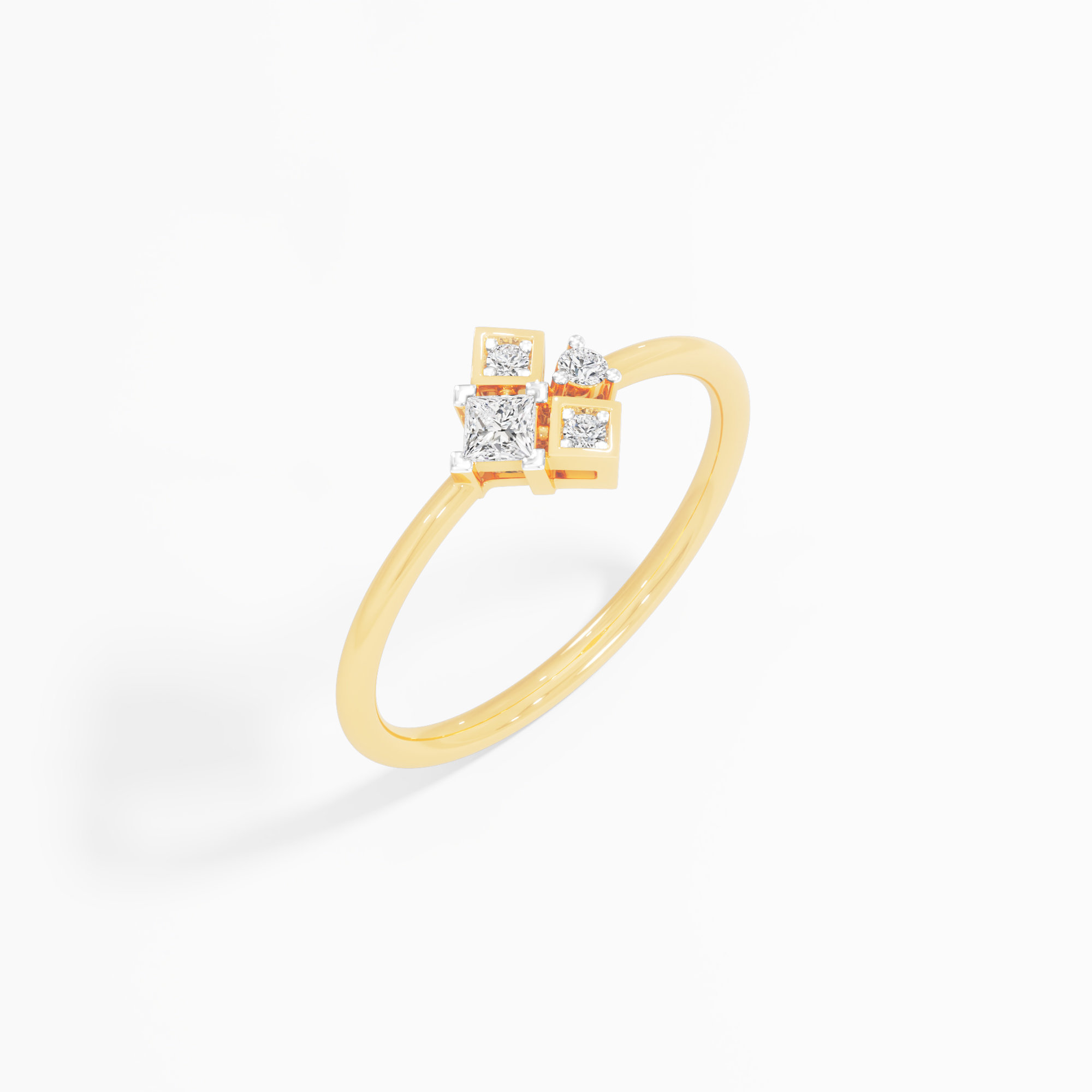 Radiant Trio Diamond Ring in 9KT Yellow Gold (Diamond Quality: FG-VVS VS)