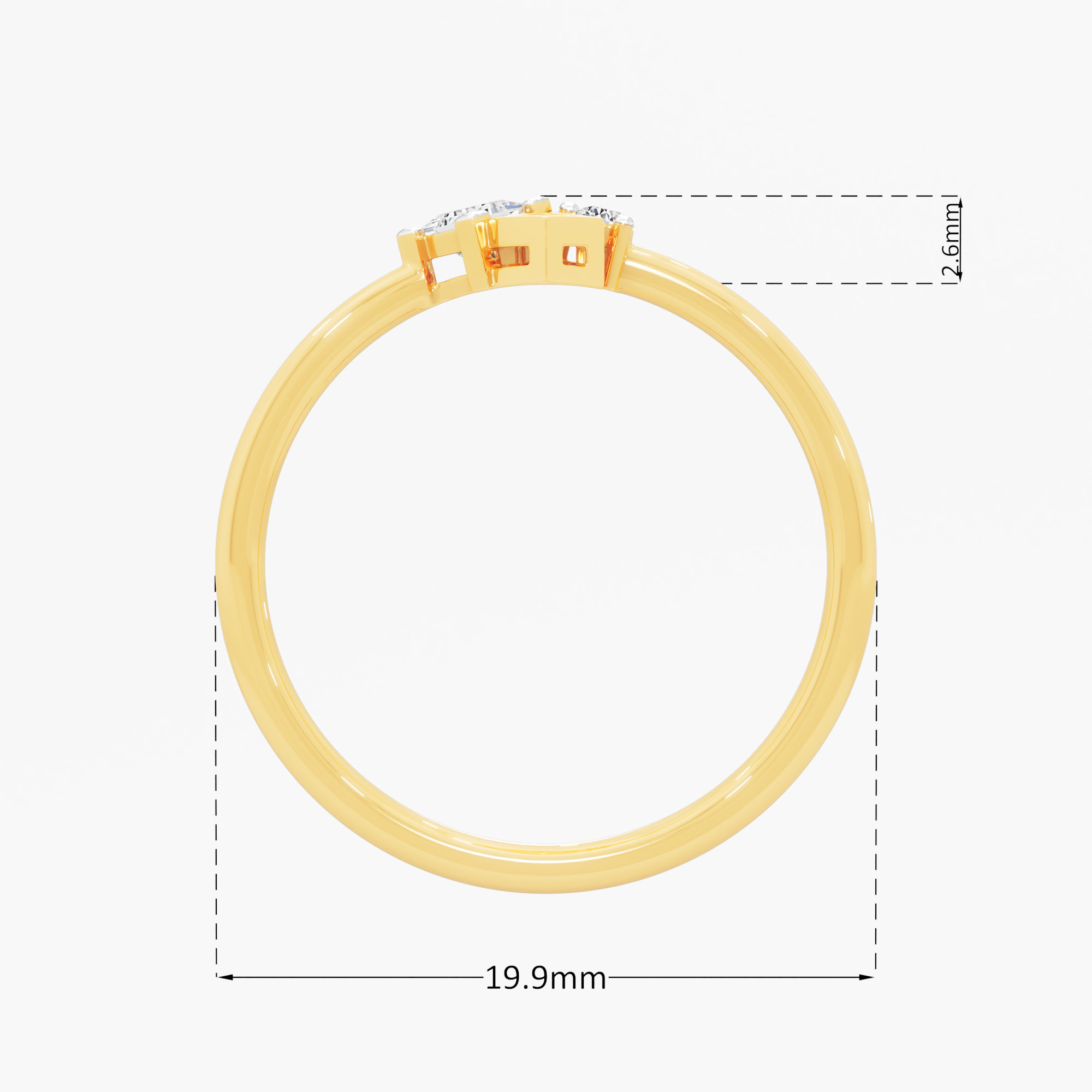 Radiant Trio Diamond Ring in 9KT Yellow Gold (Diamond Quality: FG-VVS VS)