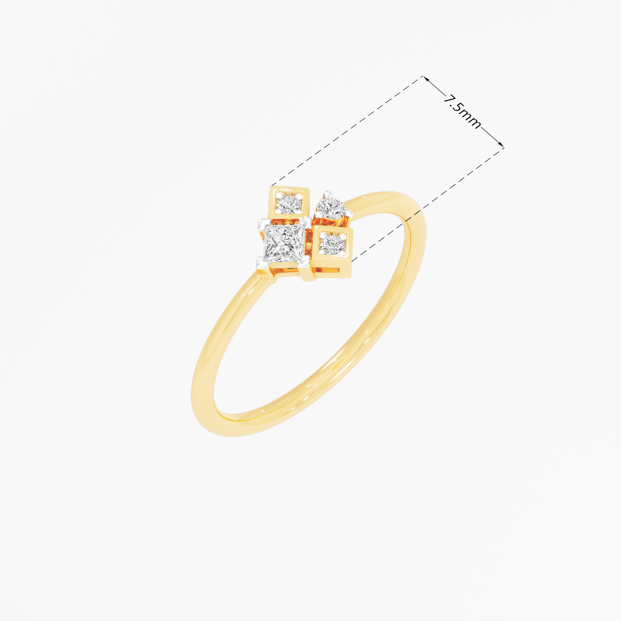 Radiant Trio Diamond Ring in 9KT Yellow Gold (Diamond Quality: FG-VVS VS)