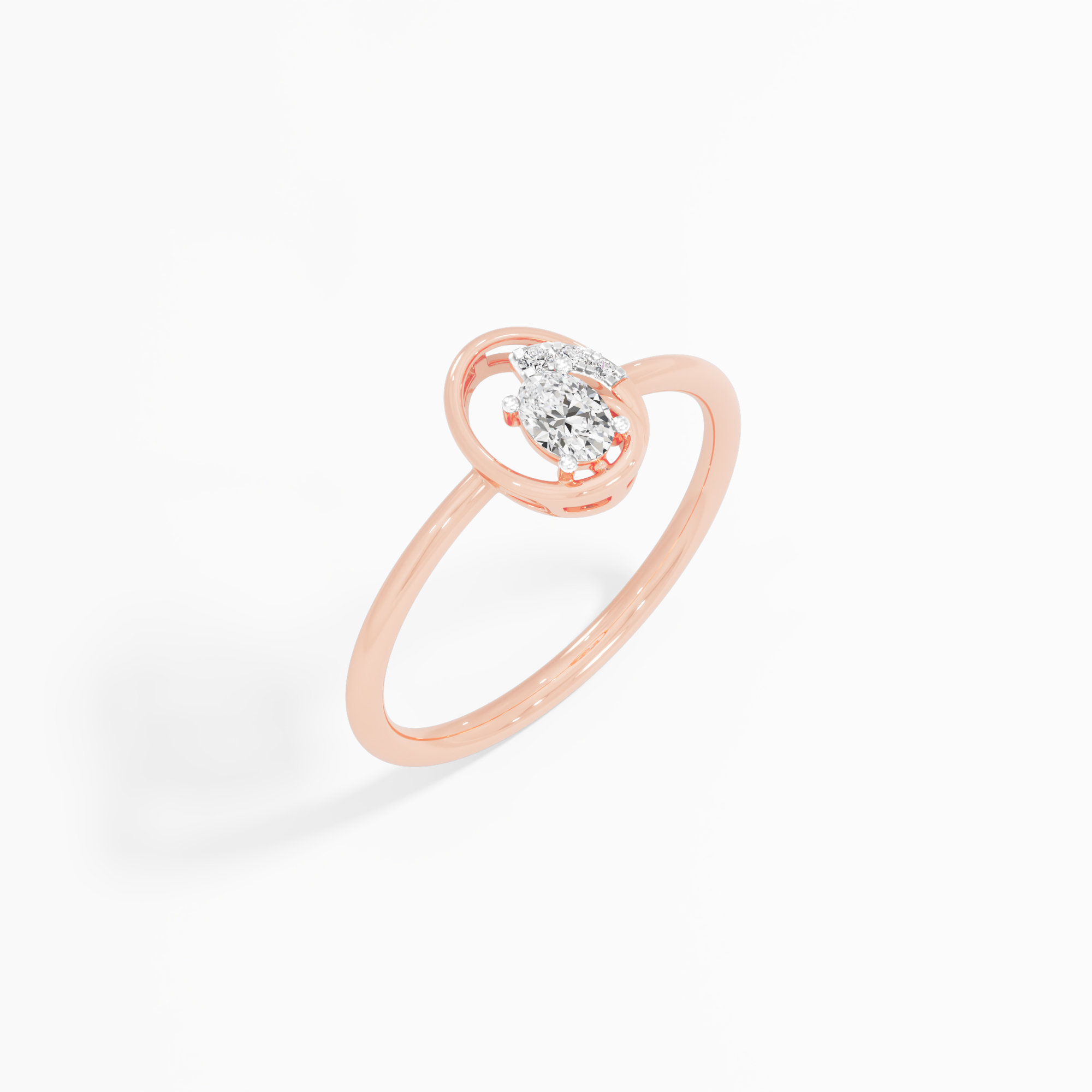 Starlight Oval Halos Ring in 9KT Rose Gold (Diamond Quality: FG-VVS VS)