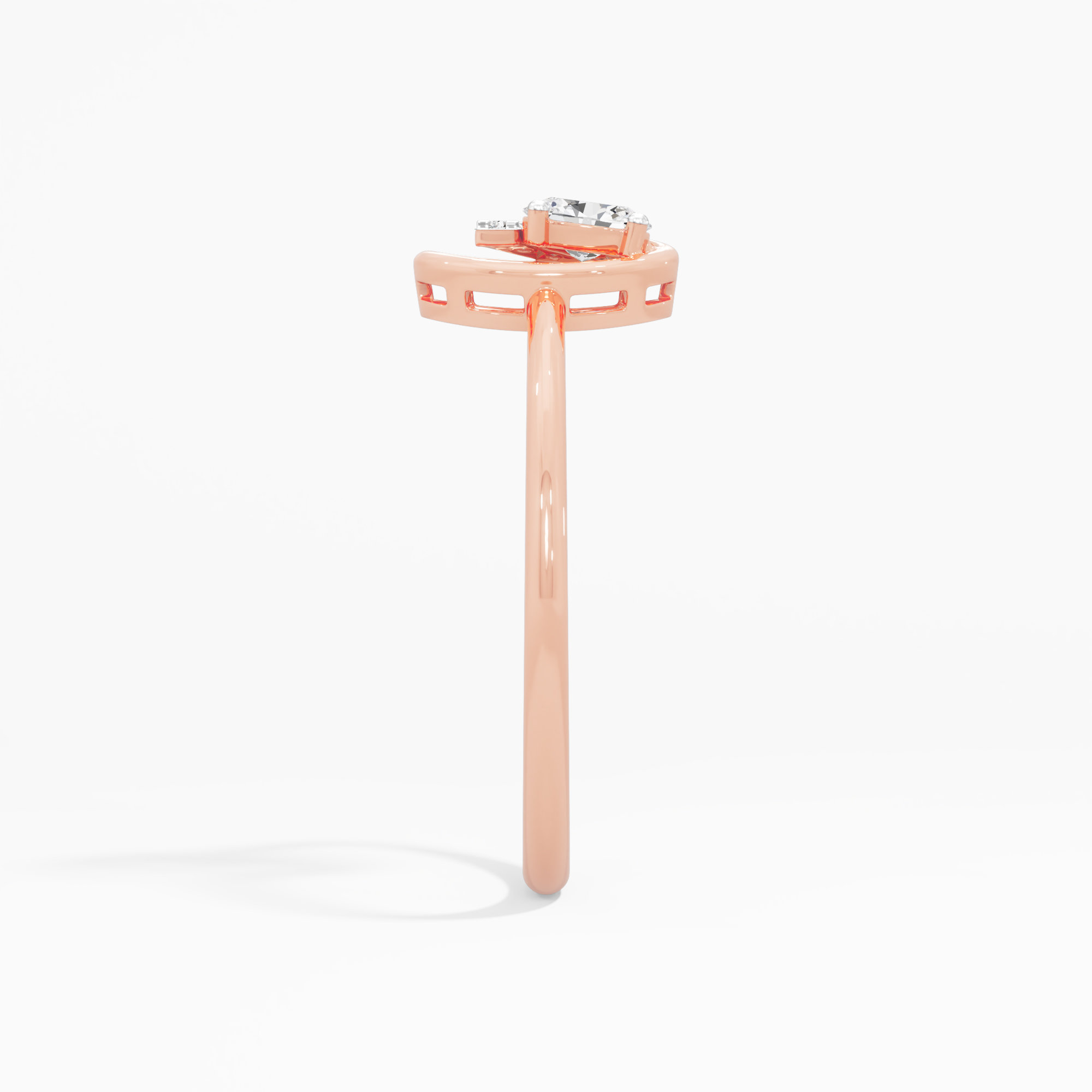 Starlight Oval Halos Ring in 9KT Rose Gold (Diamond Quality: FG-VVS VS)