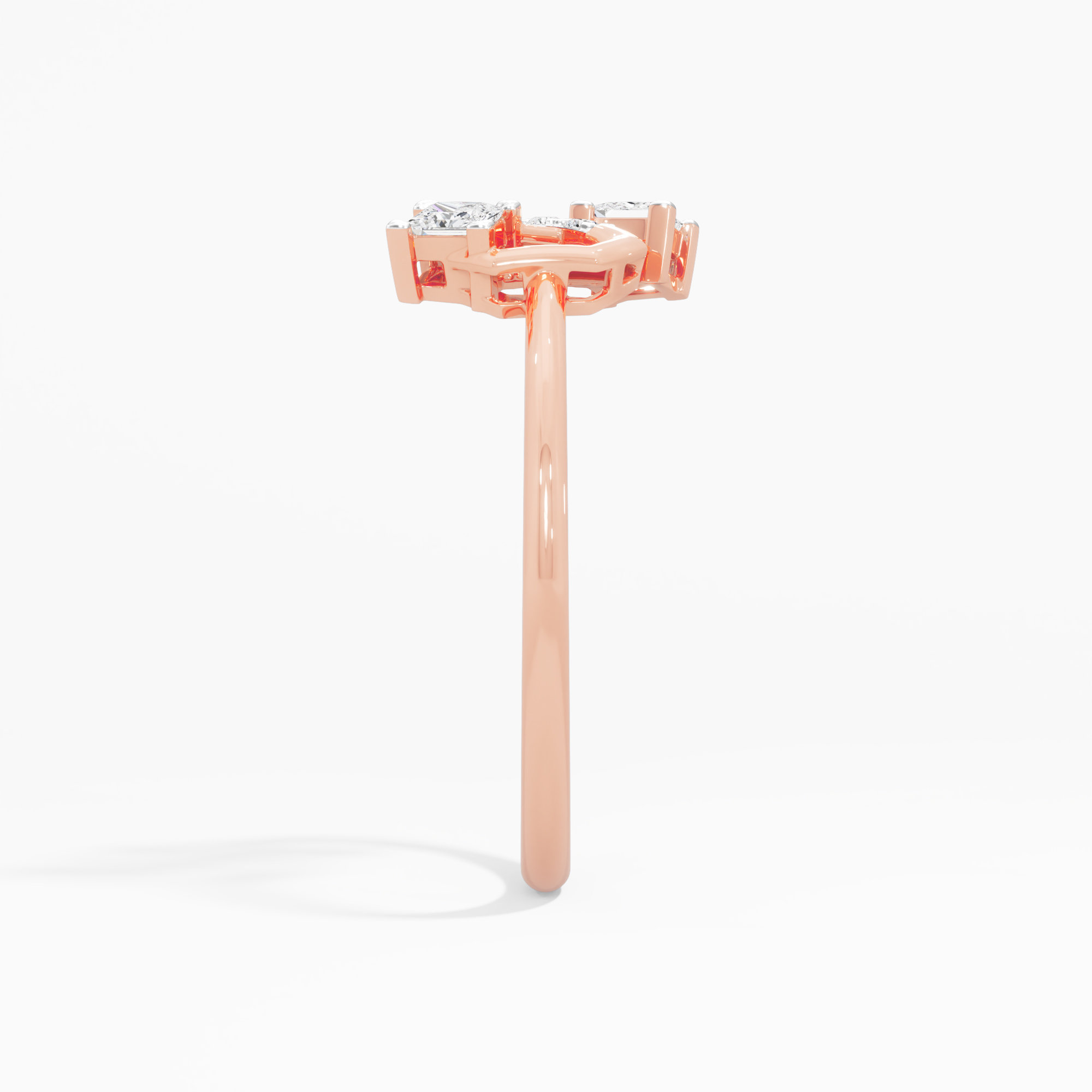 Interlaced Sparkle Bypass Ring in 9KT Rose Gold (Diamond Quality: FG-VVS VS)