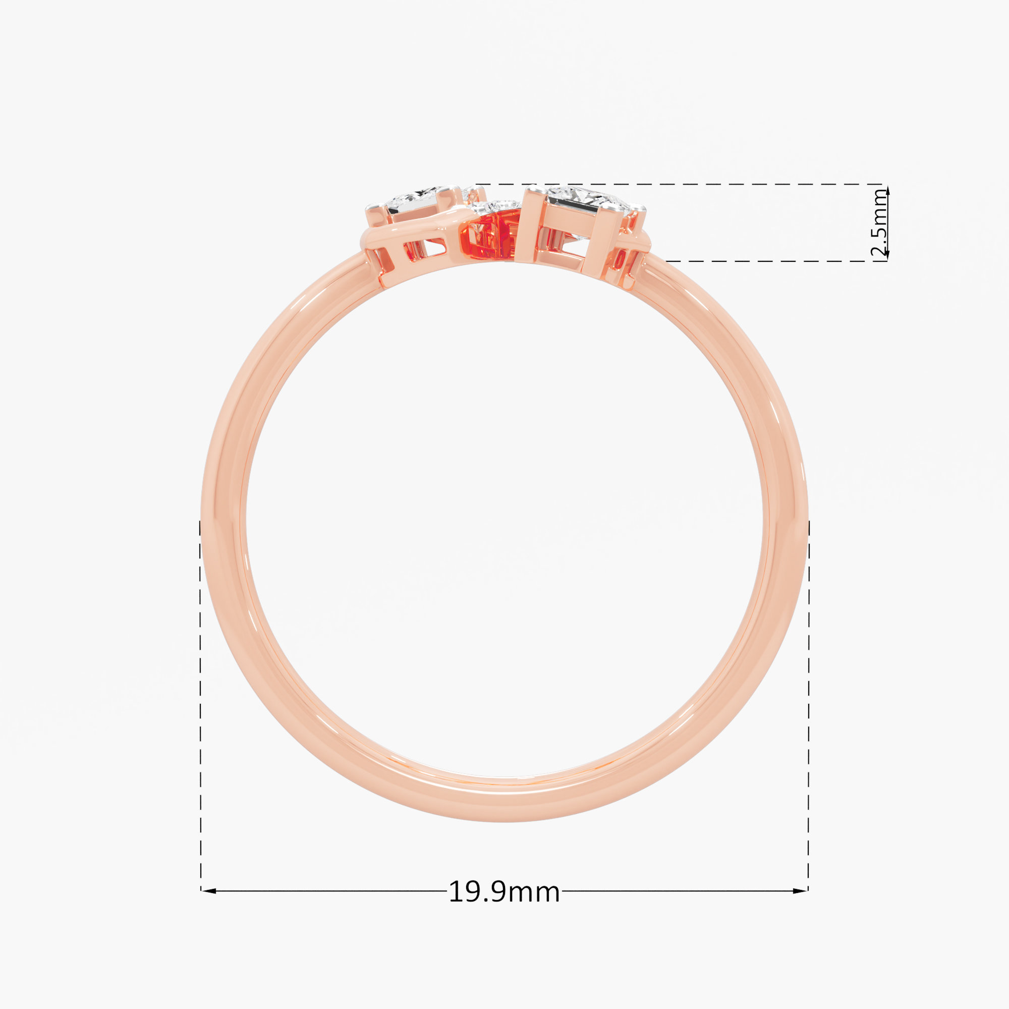 Interlaced Sparkle Bypass Ring in 9KT Rose Gold (Diamond Quality: FG-VVS VS)