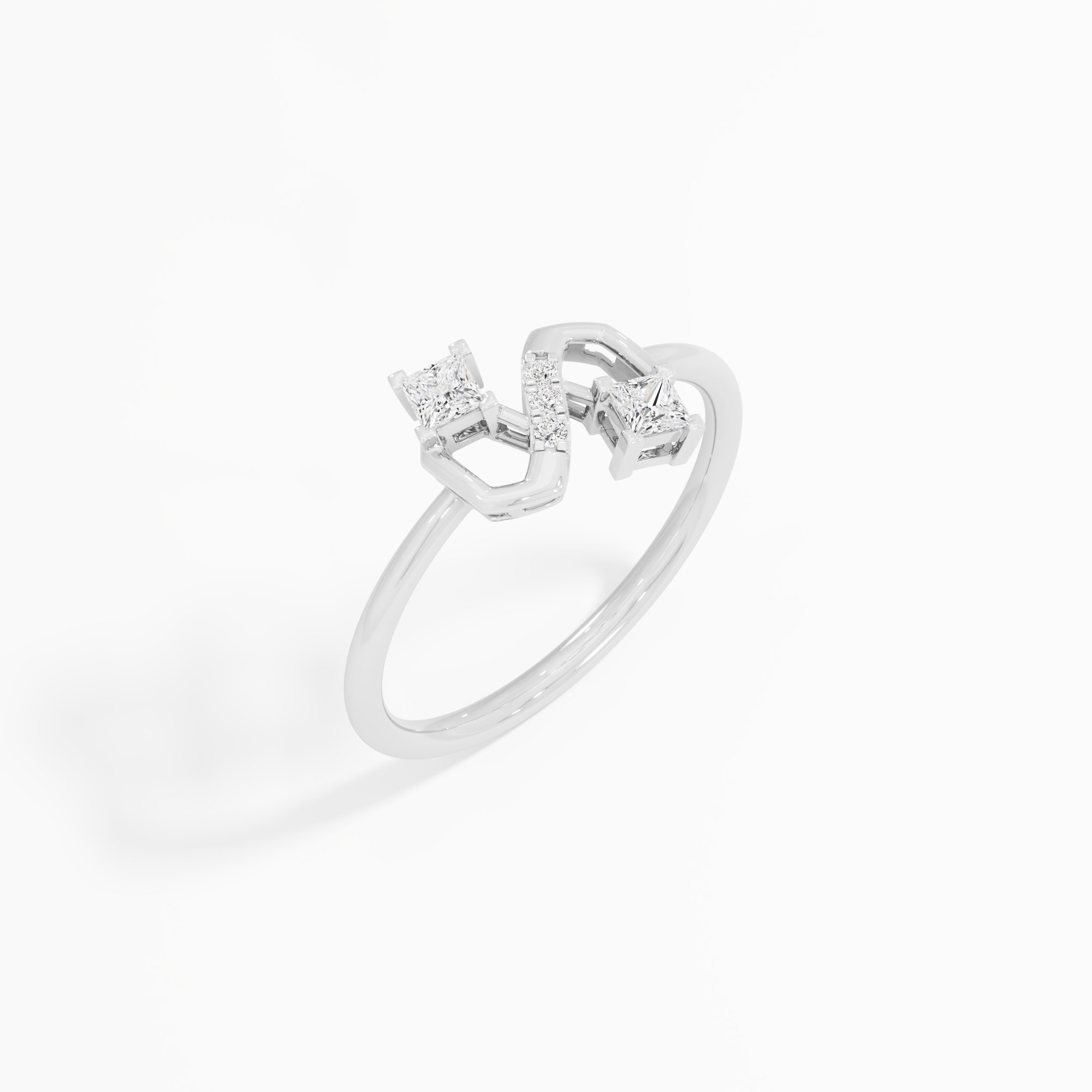 Interlaced Sparkle Bypass Ring in 9KT White Gold (Diamond Quality: FG-VVS VS)
