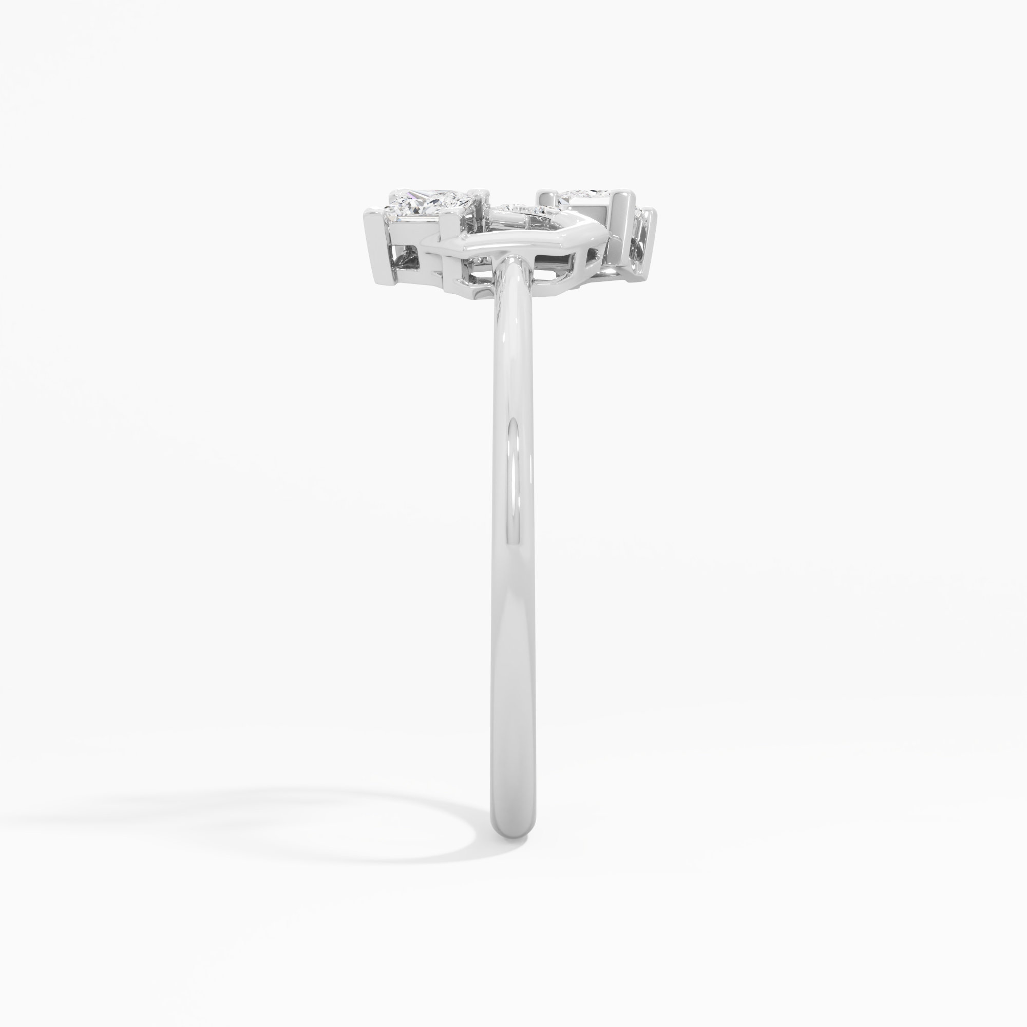 Interlaced Sparkle Bypass Ring in 9KT White Gold (Diamond Quality: FG-VVS VS)
