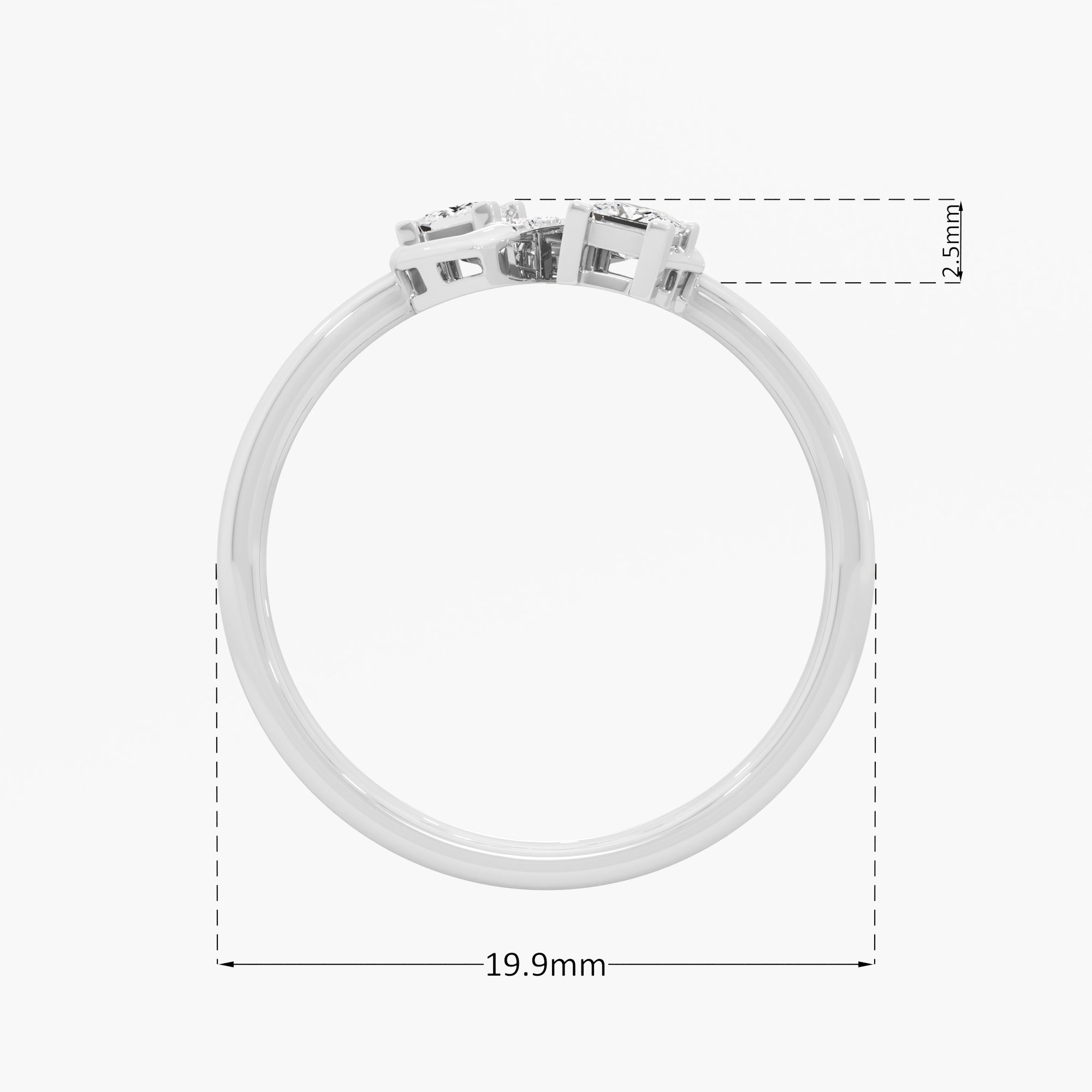 Interlaced Sparkle Bypass Ring in 9KT White Gold (Diamond Quality: FG-VVS VS)