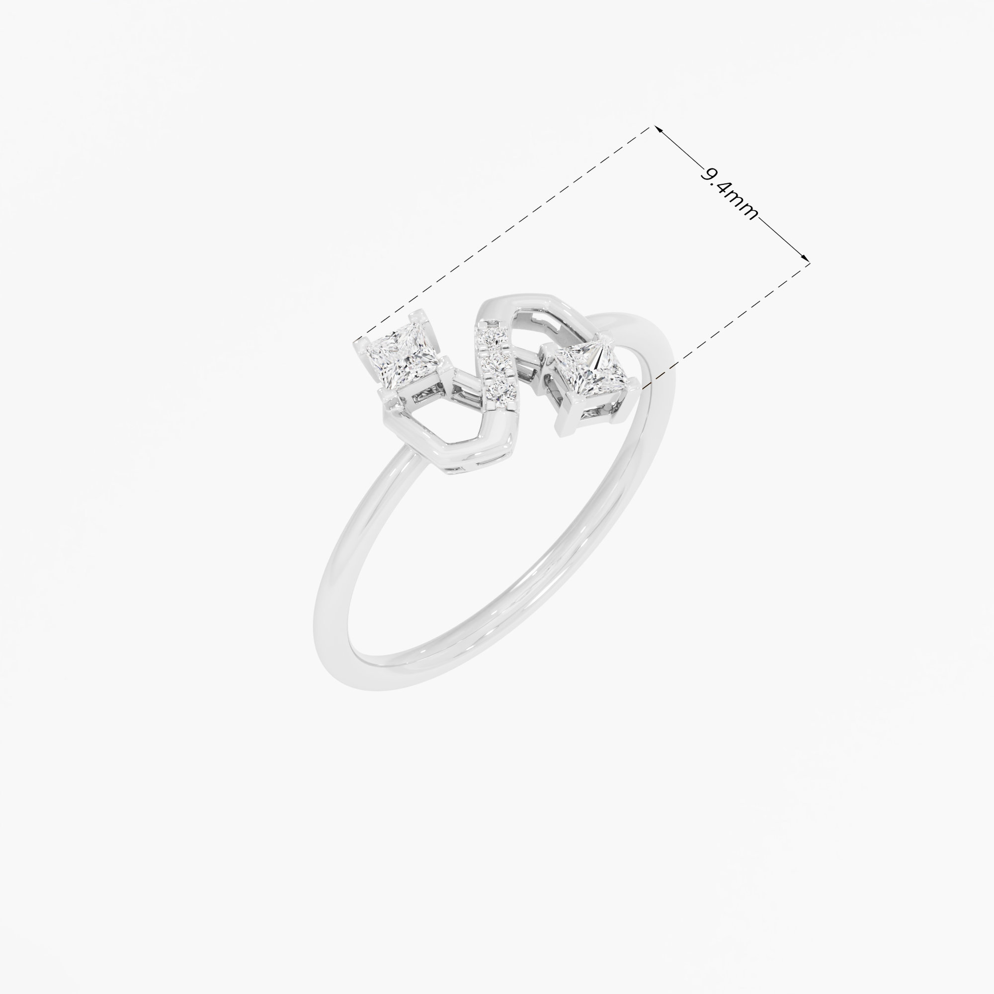 Interlaced Sparkle Bypass Ring in 9KT White Gold (Diamond Quality: FG-VVS VS)