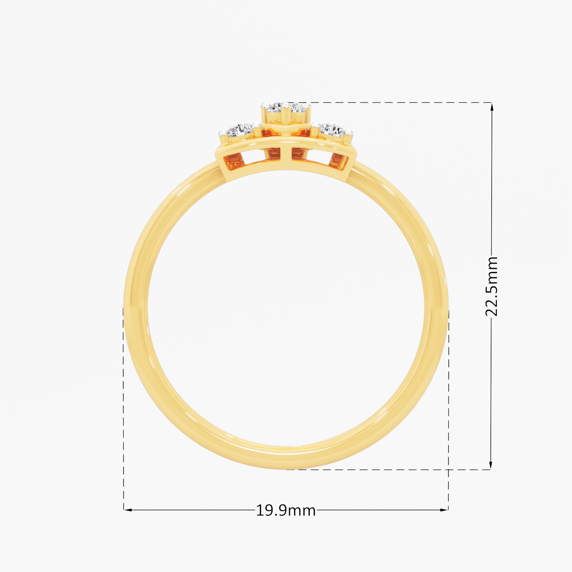 Triangular Radiance Diamond Ring in 9KT Yellow Gold (Diamond Quality: FG-VVS VS)