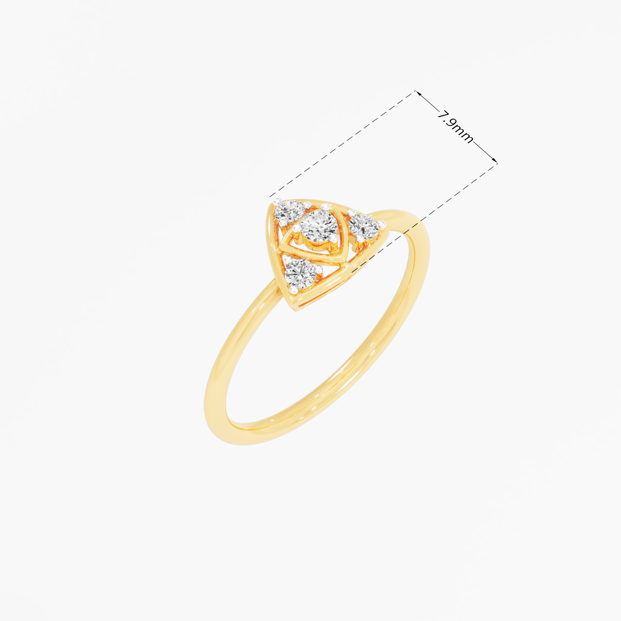 Triangular Radiance Diamond Ring in 9KT Yellow Gold (Diamond Quality: FG-VVS VS)