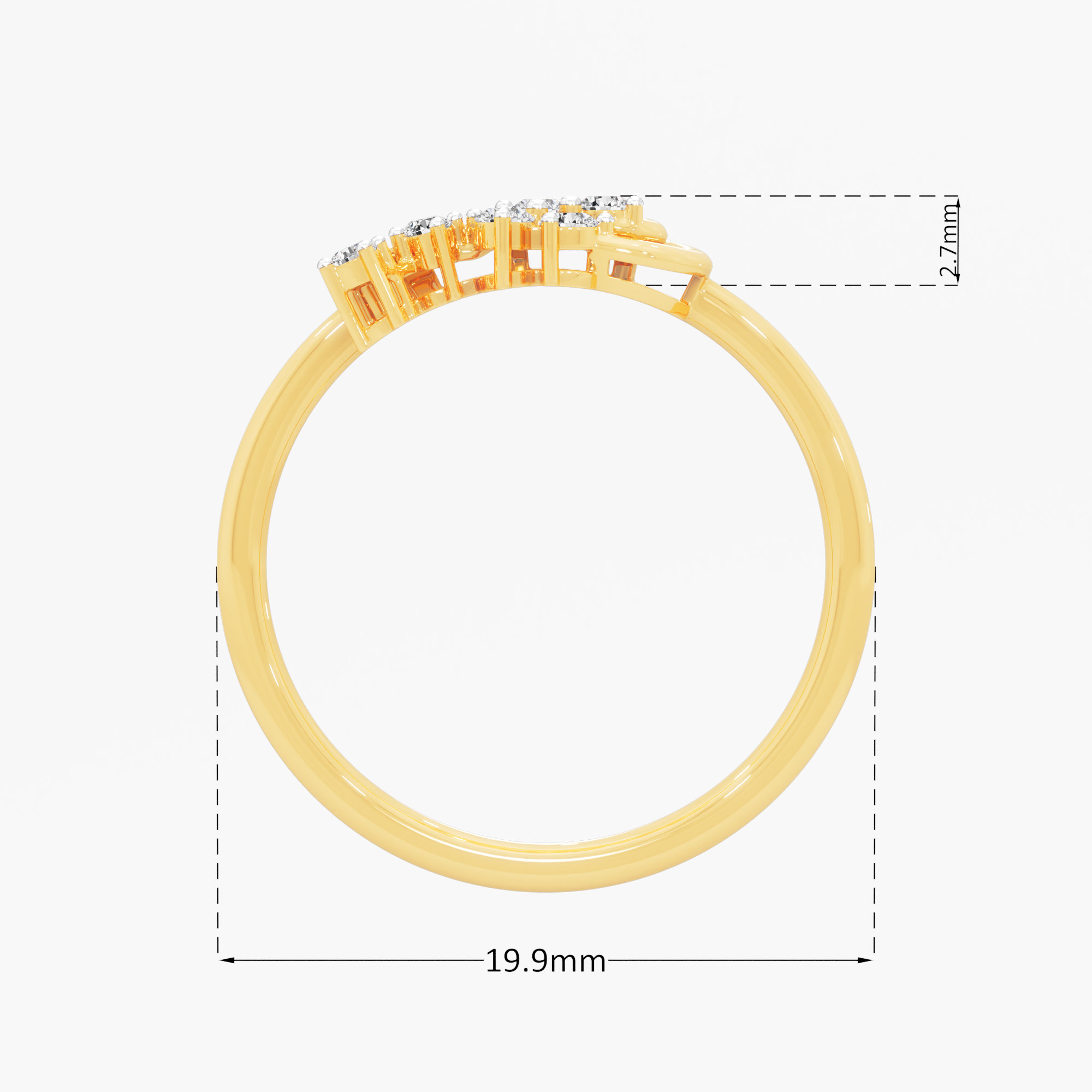 Glimmering Flow Diamond Ring in 9KT Yellow Gold (Diamond Quality: FG-VVS VS)