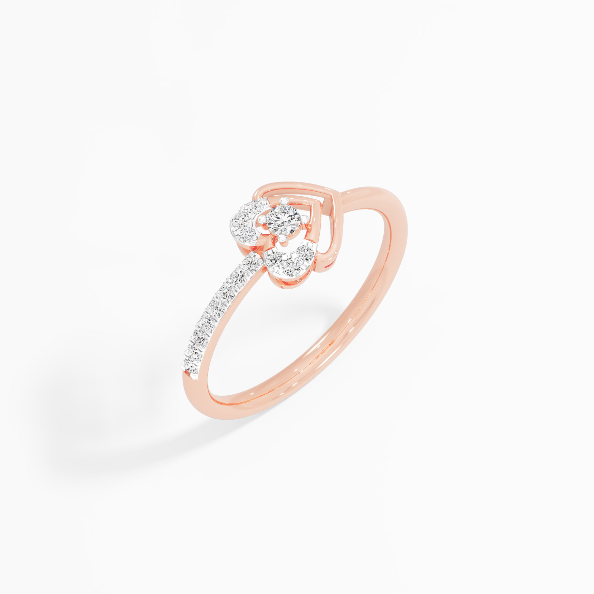 Ethereal Heart Halos Ring in 9KT Rose Gold (Diamond Quality: EF-VVS VS)