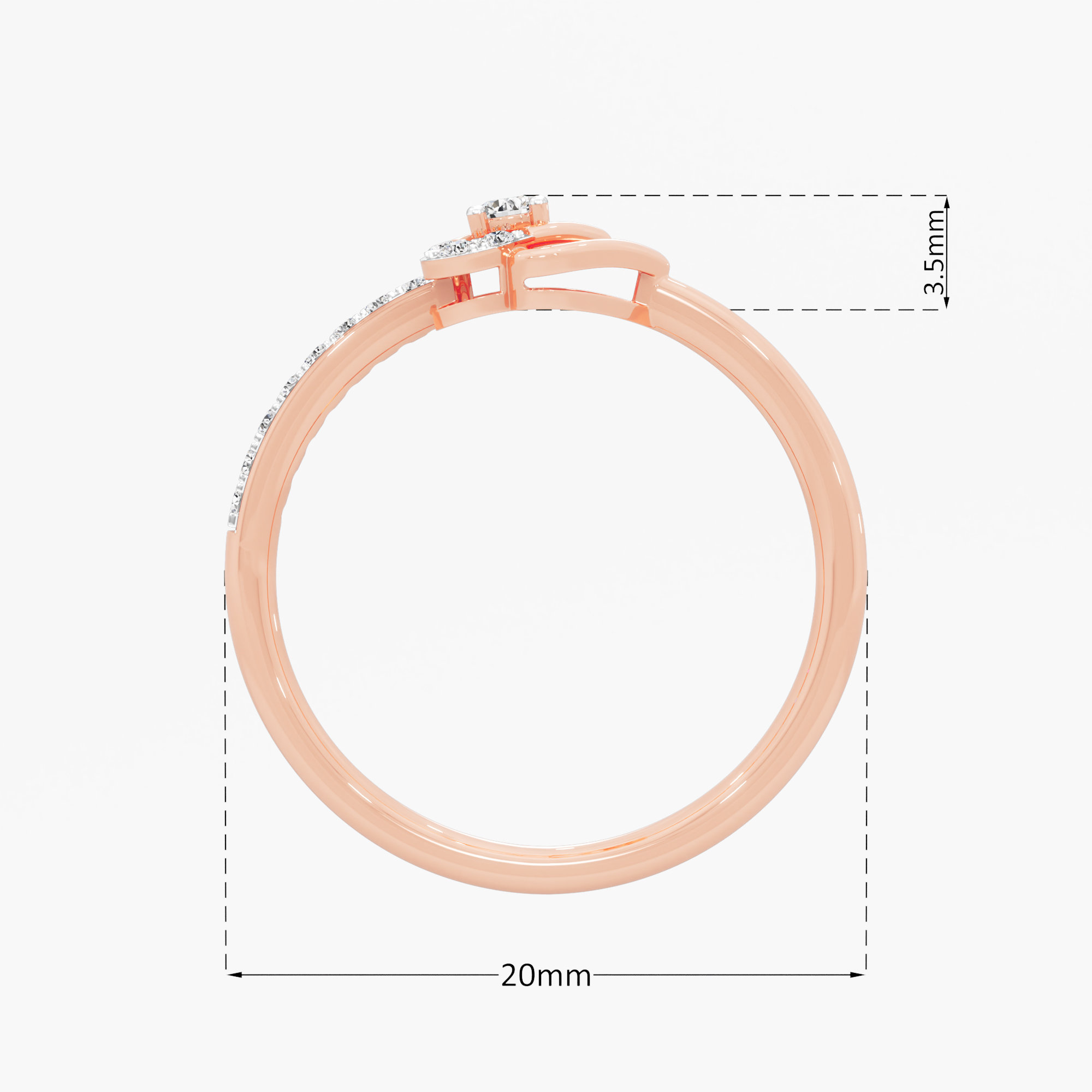 Ethereal Heart Halos Ring in 9KT Rose Gold (Diamond Quality: EF-VVS VS)