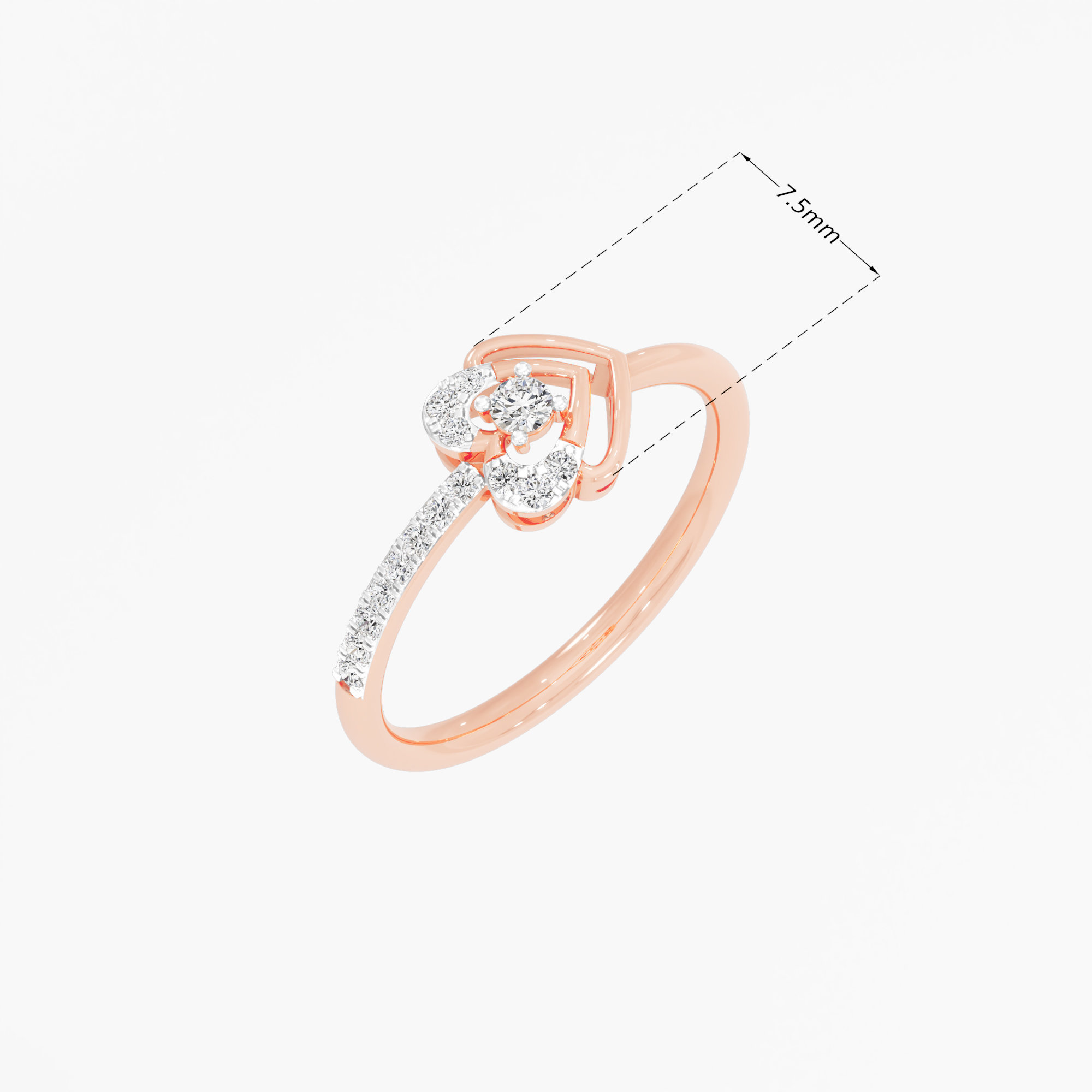 Ethereal Heart Halos Ring in 9KT Rose Gold (Diamond Quality: EF-VVS VS)