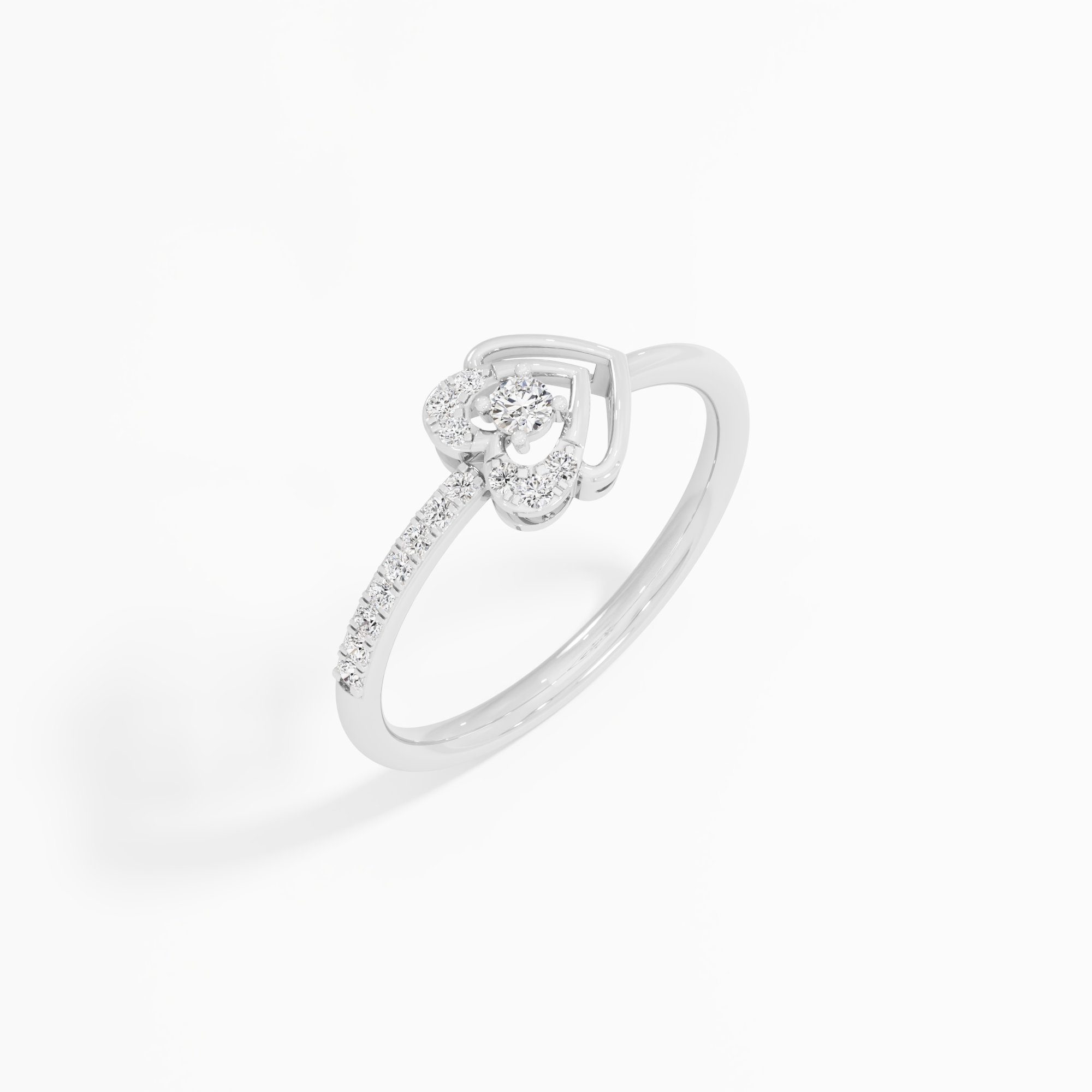 Ethereal Heart Halos Ring in 9KT White Gold (Diamond Quality: EF-VVS VS)