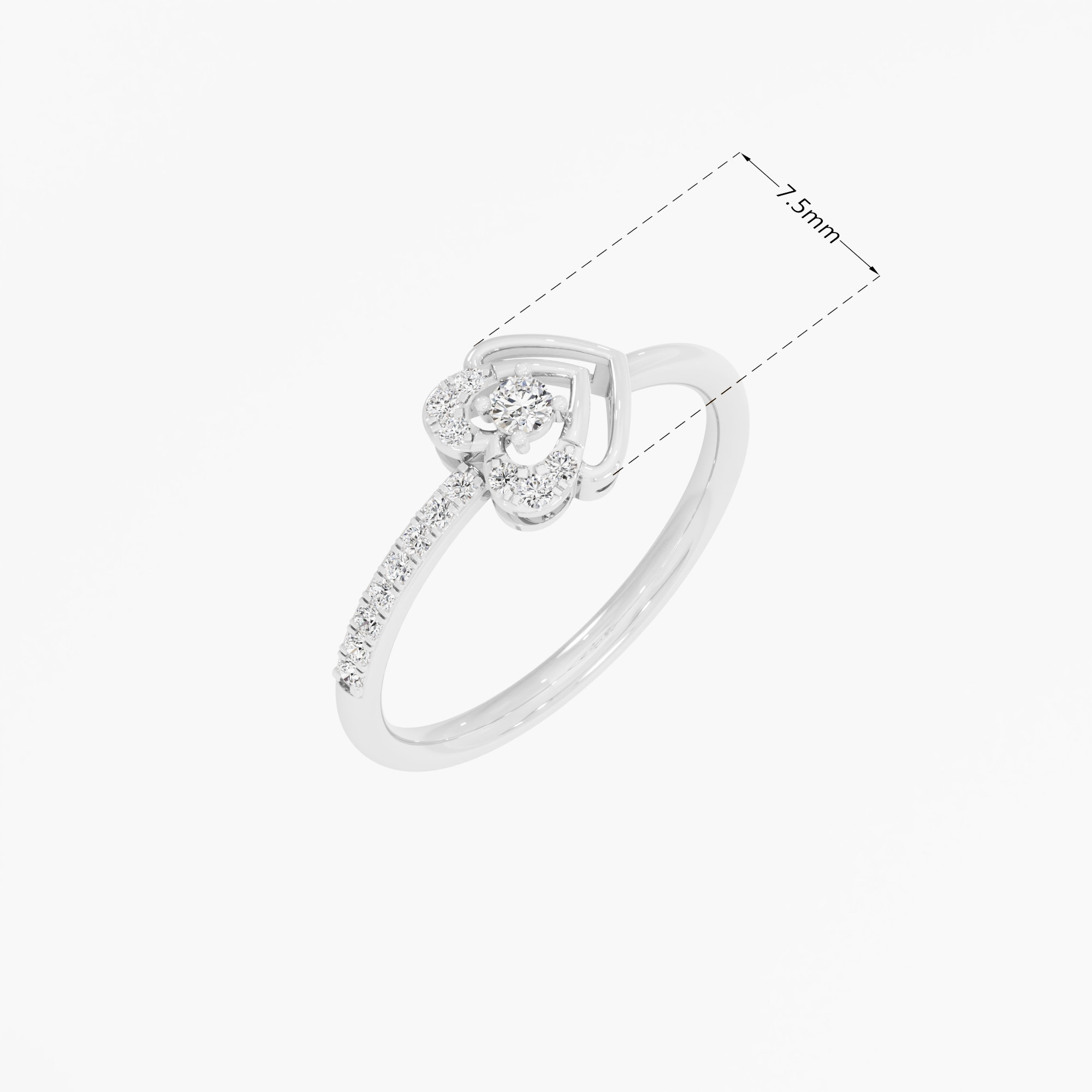 Ethereal Heart Halos Ring in 9KT White Gold (Diamond Quality: EF-VVS VS)