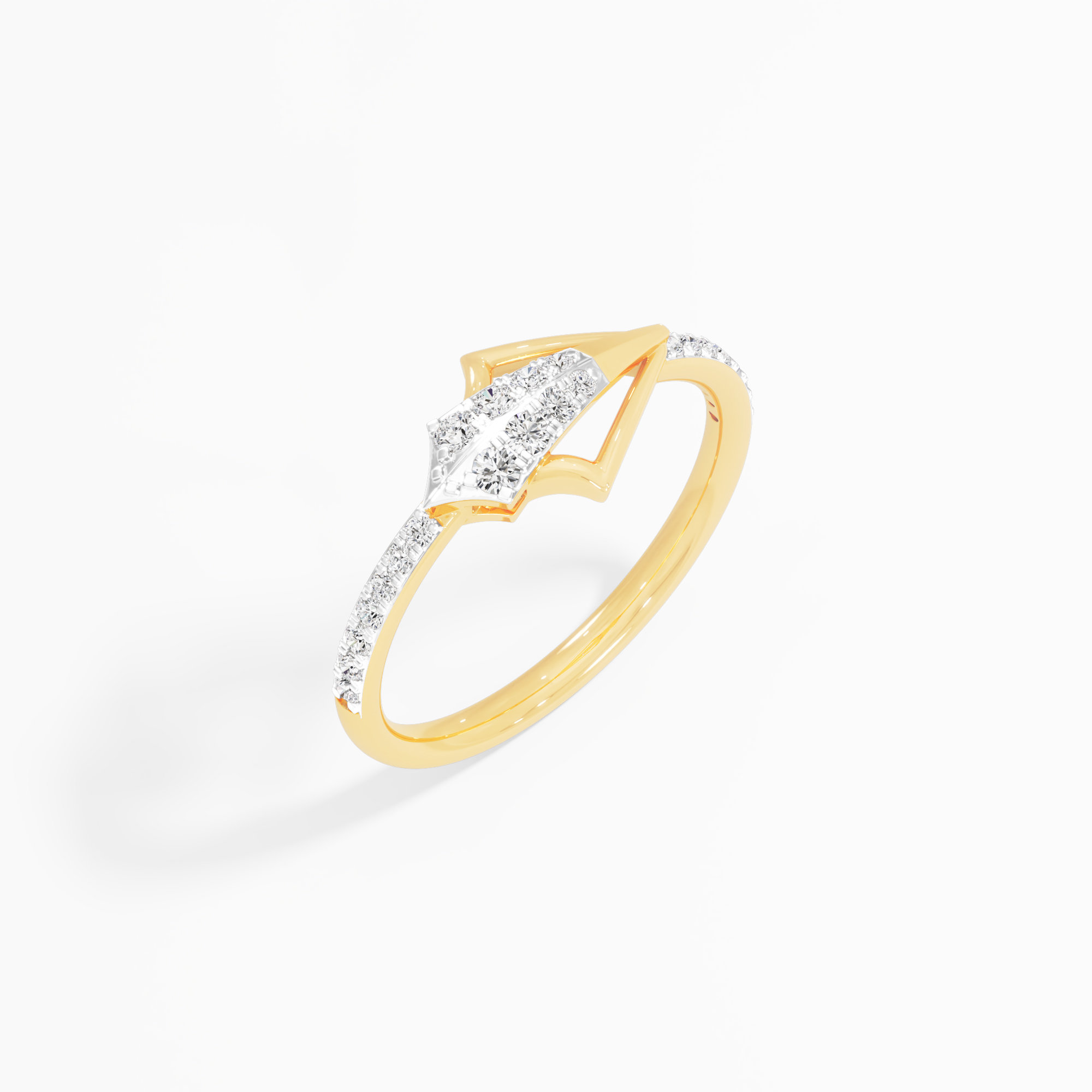 Spearhead Frame Diamond Ring in 9KT Yellow Gold (Diamond Quality: FG-VVS VS)
