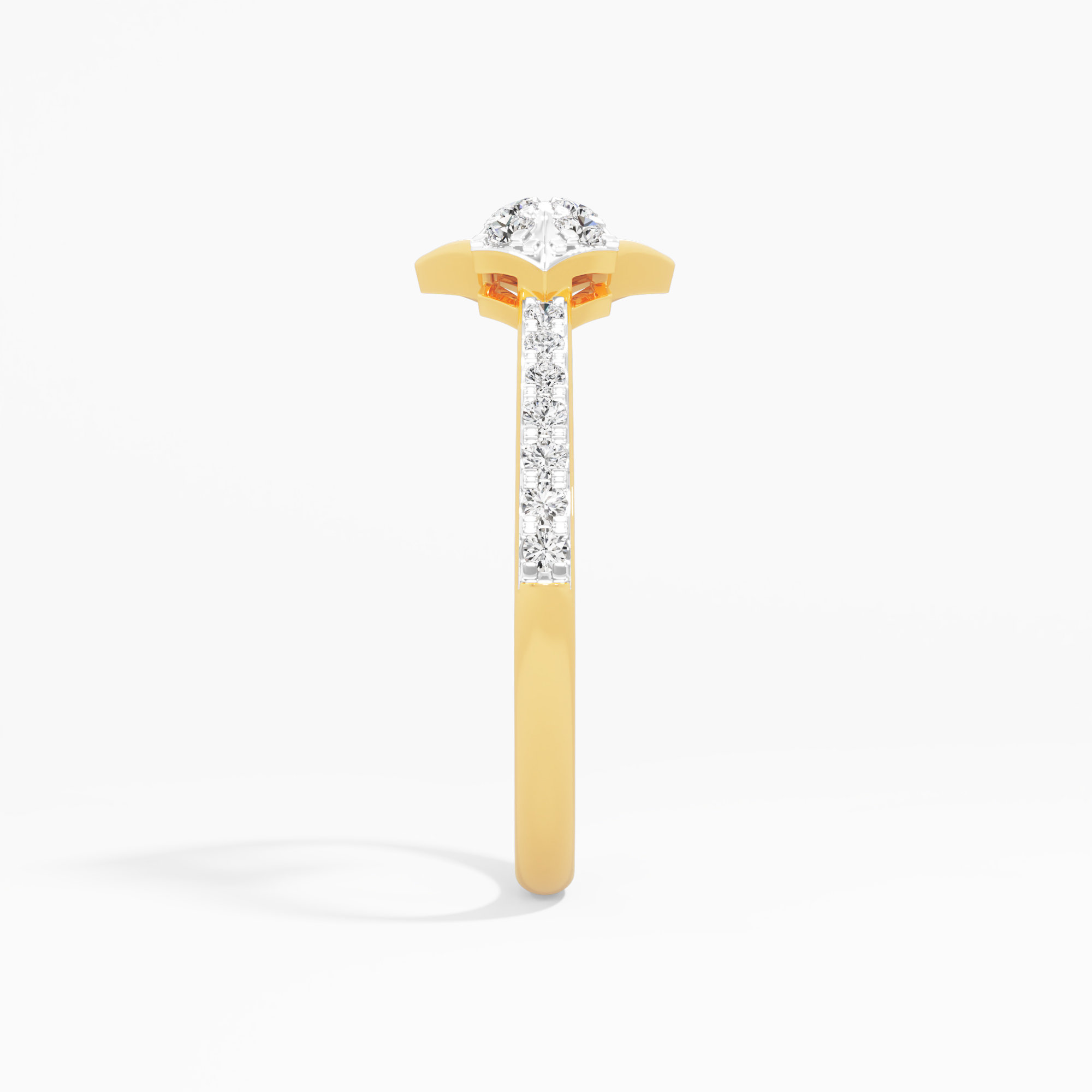 Spearhead Frame Diamond Ring in 9KT Yellow Gold (Diamond Quality: FG-VVS VS)