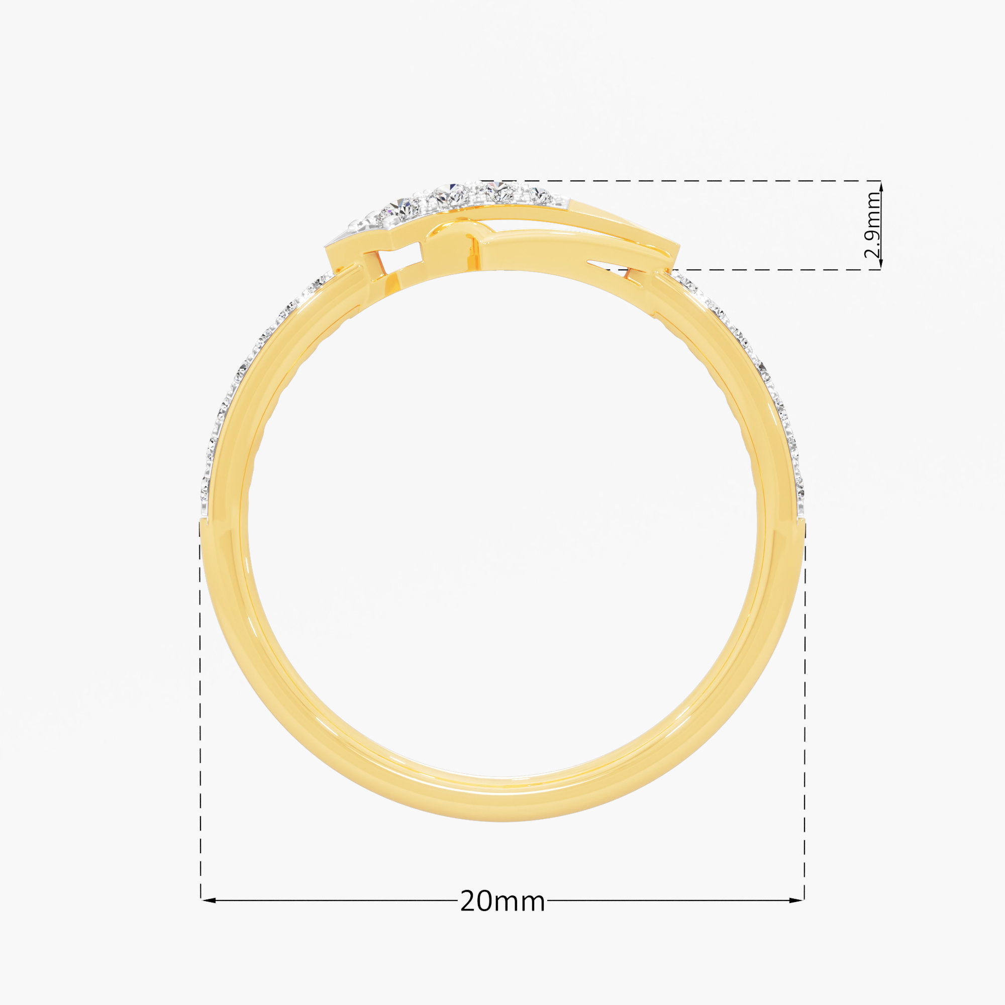 Spearhead Frame Diamond Ring in 9KT Yellow Gold (Diamond Quality: FG-VVS VS)