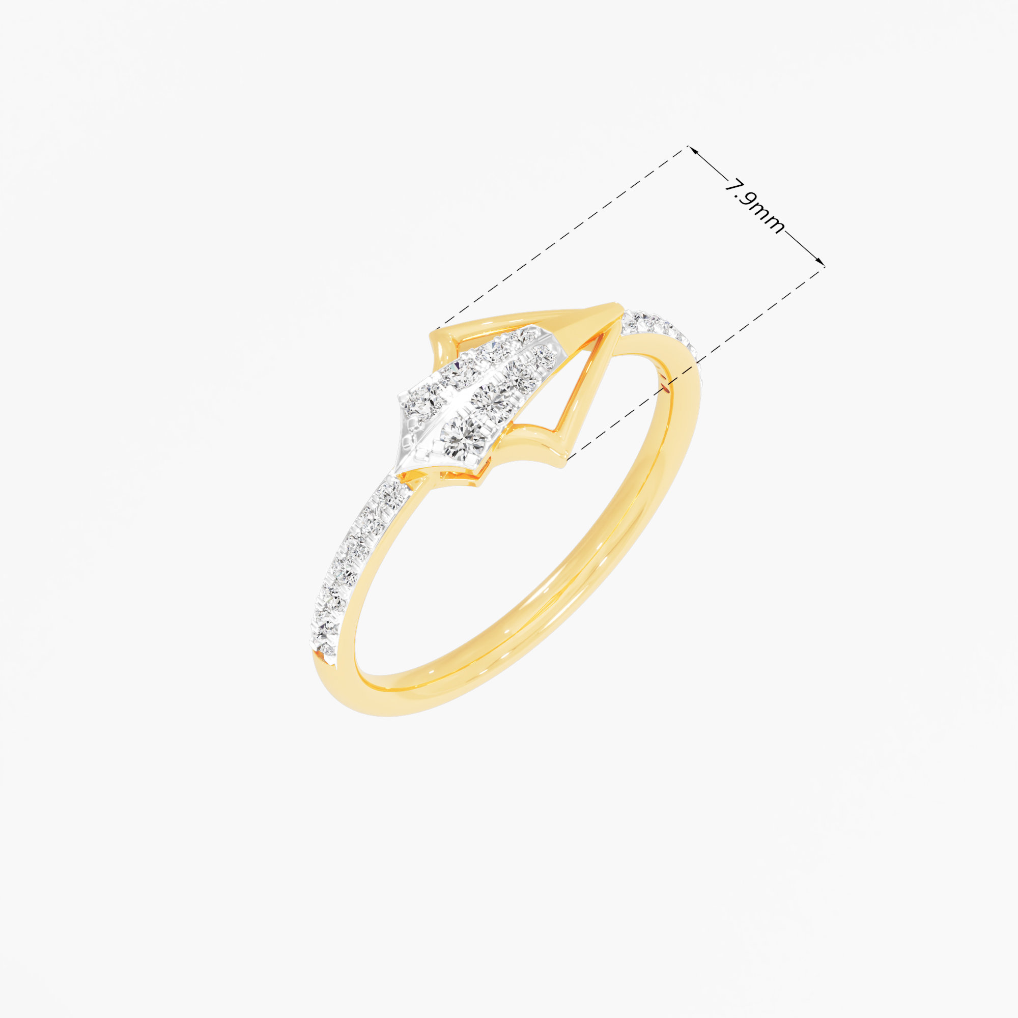 Spearhead Frame Diamond Ring in 9KT Yellow Gold (Diamond Quality: FG-VVS VS)