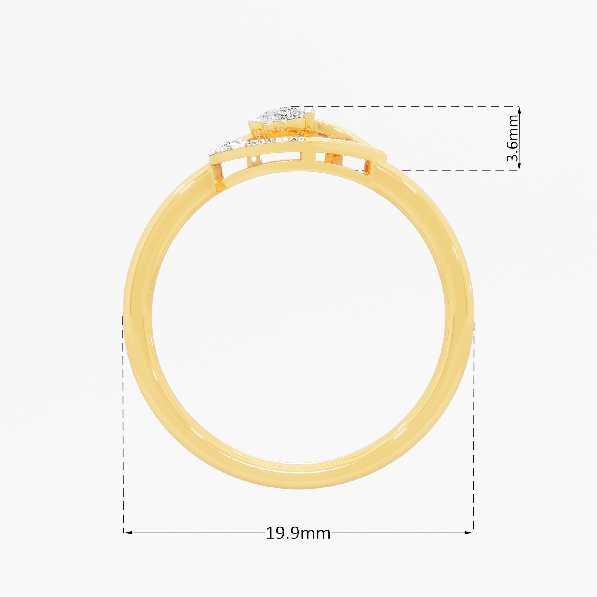 Open Circle Pear Diamond Ring in 9KT Yellow Gold (Diamond Quality: FG-VVS VS)