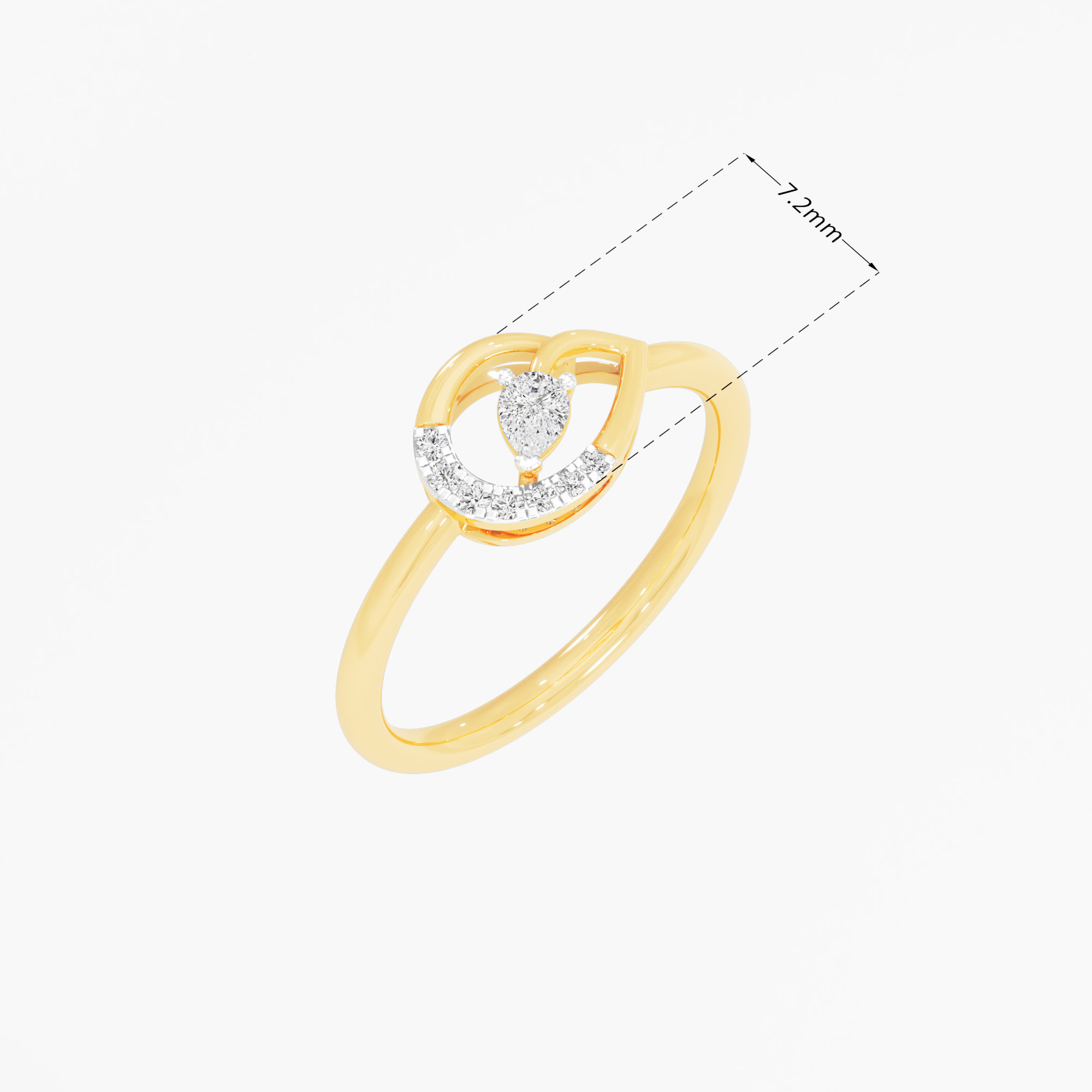 Open Circle Pear Diamond Ring in 9KT Yellow Gold (Diamond Quality: FG-VVS VS)