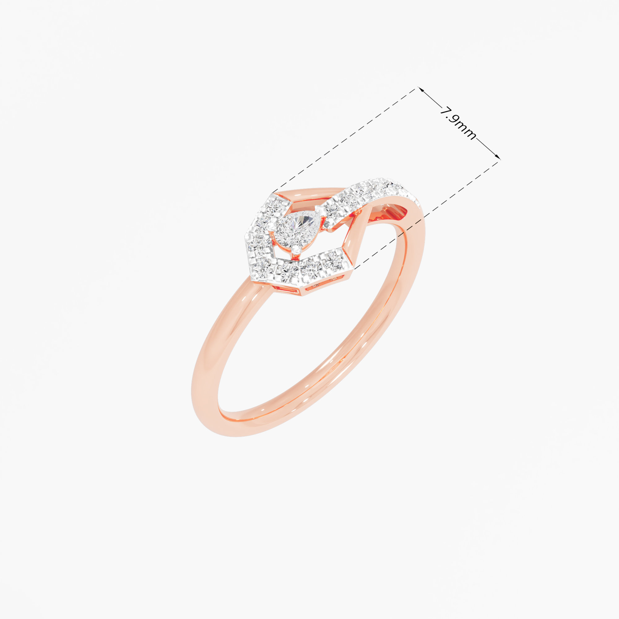 Apex Radiance Halos Ring in 9KT Rose Gold (Diamond Quality: FG-VVS VS)