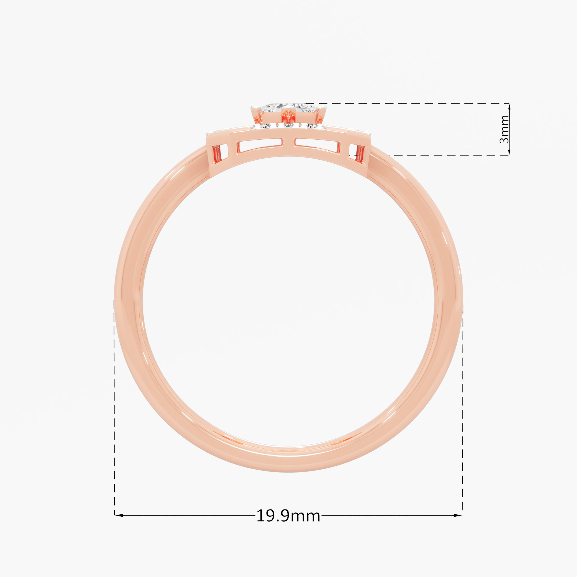 Glimmering Octagon Halos Ring in 9KT Rose Gold (Diamond Quality: FG-VVS VS)