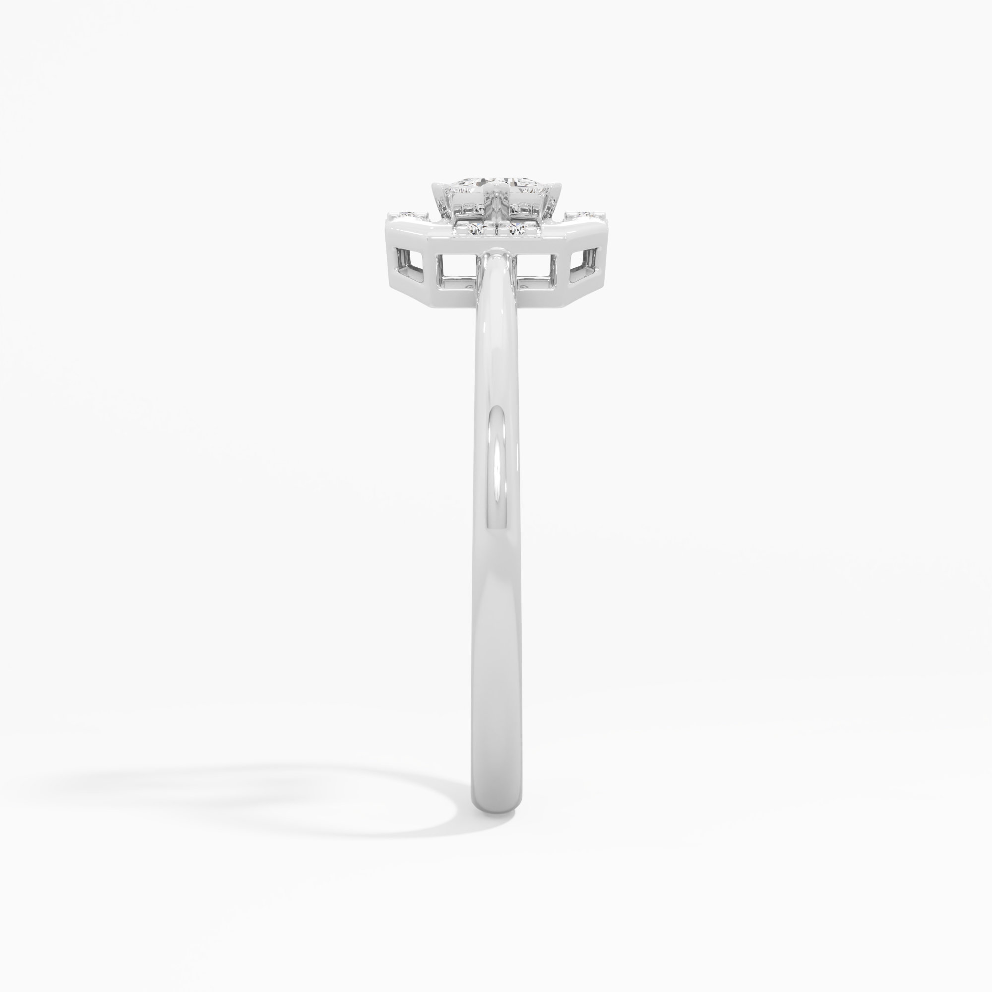 Glimmering Octagon Halos Ring in 9KT White Gold (Diamond Quality: FG-VVS VS)