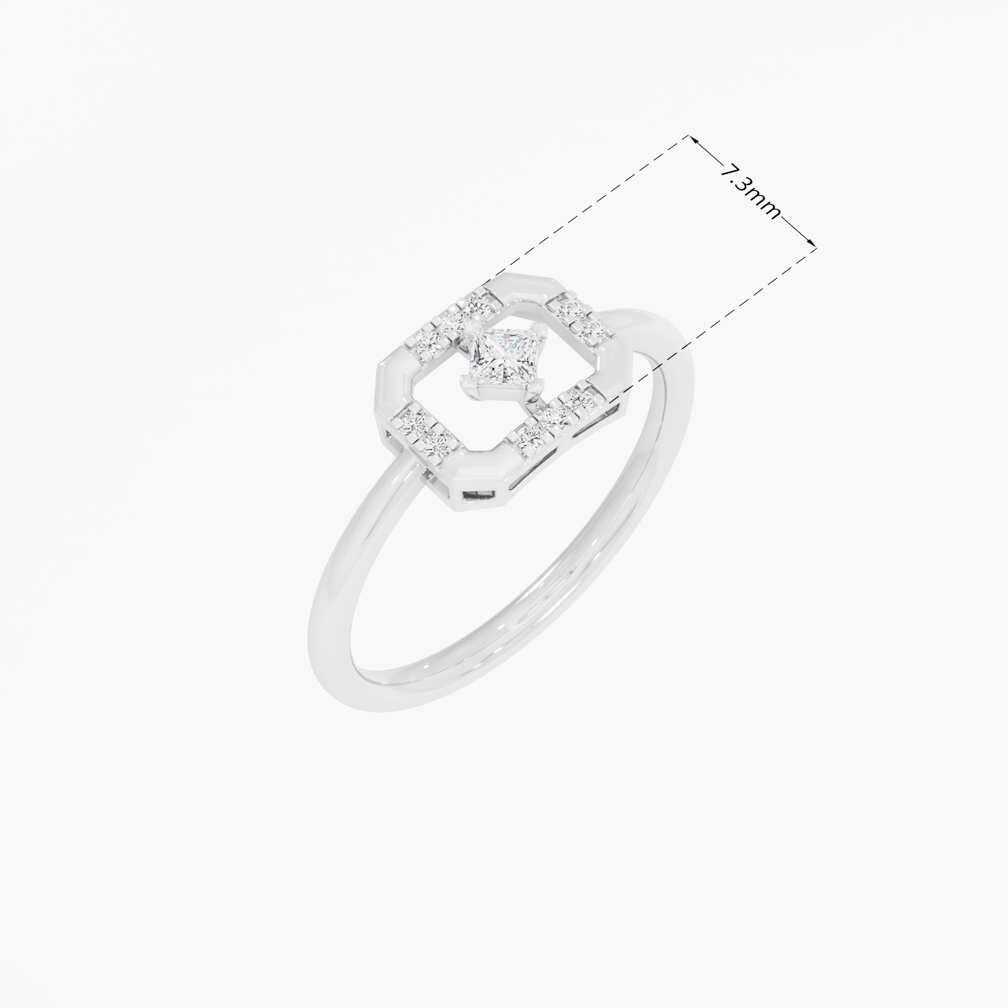 Glimmering Octagon Halos Ring in 9KT White Gold (Diamond Quality: FG-VVS VS)