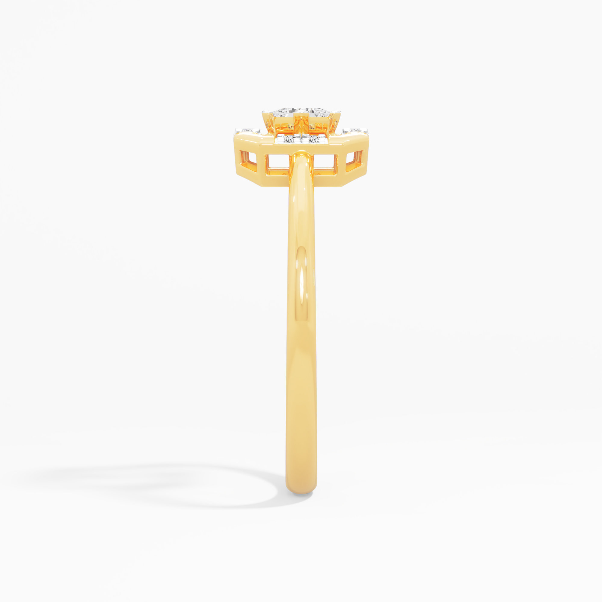 Glimmering Octagon Halos Ring in 9KT Yellow Gold (Diamond Quality: FG-VVS VS)