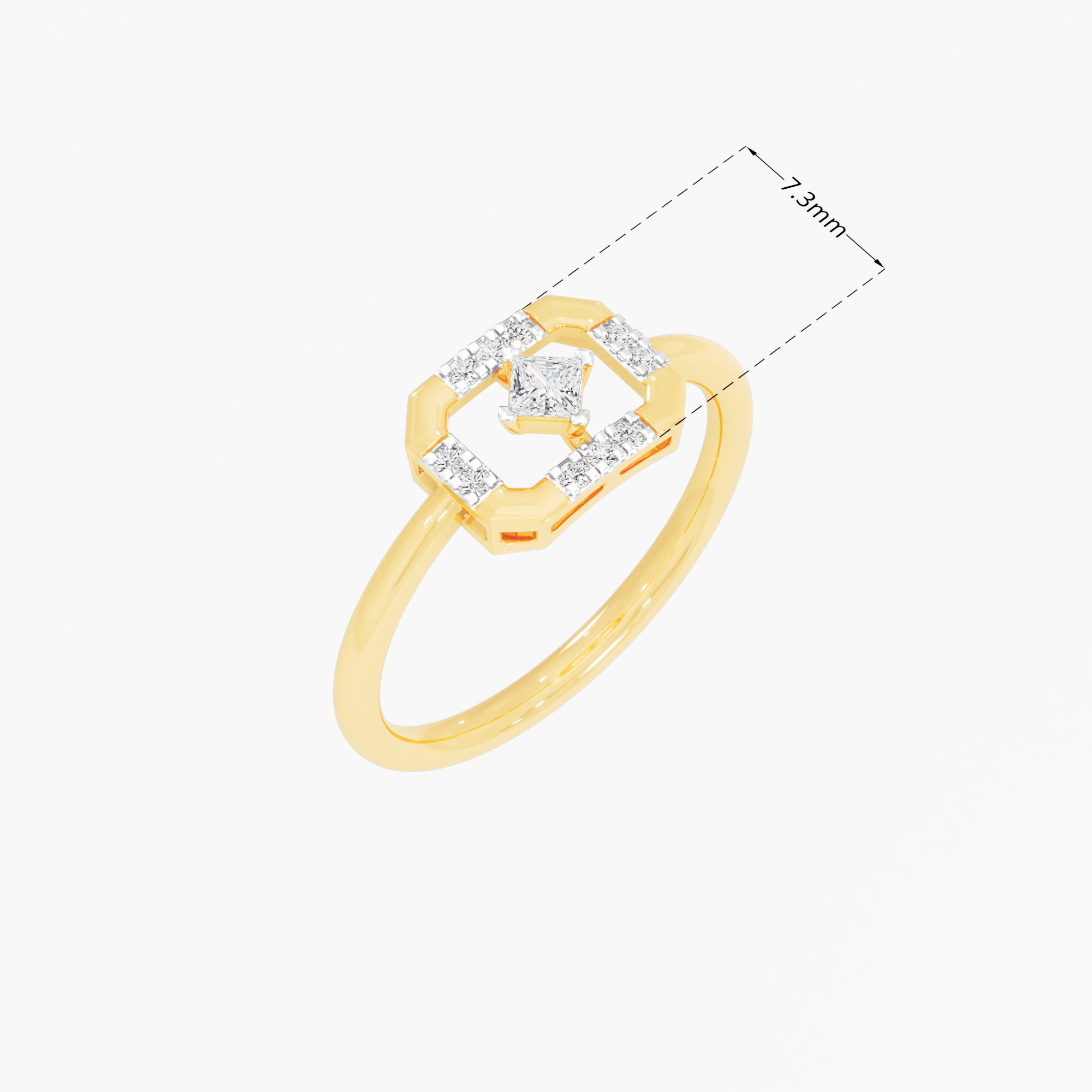 Glimmering Octagon Halos Ring in 9KT Yellow Gold (Diamond Quality: FG-VVS VS)