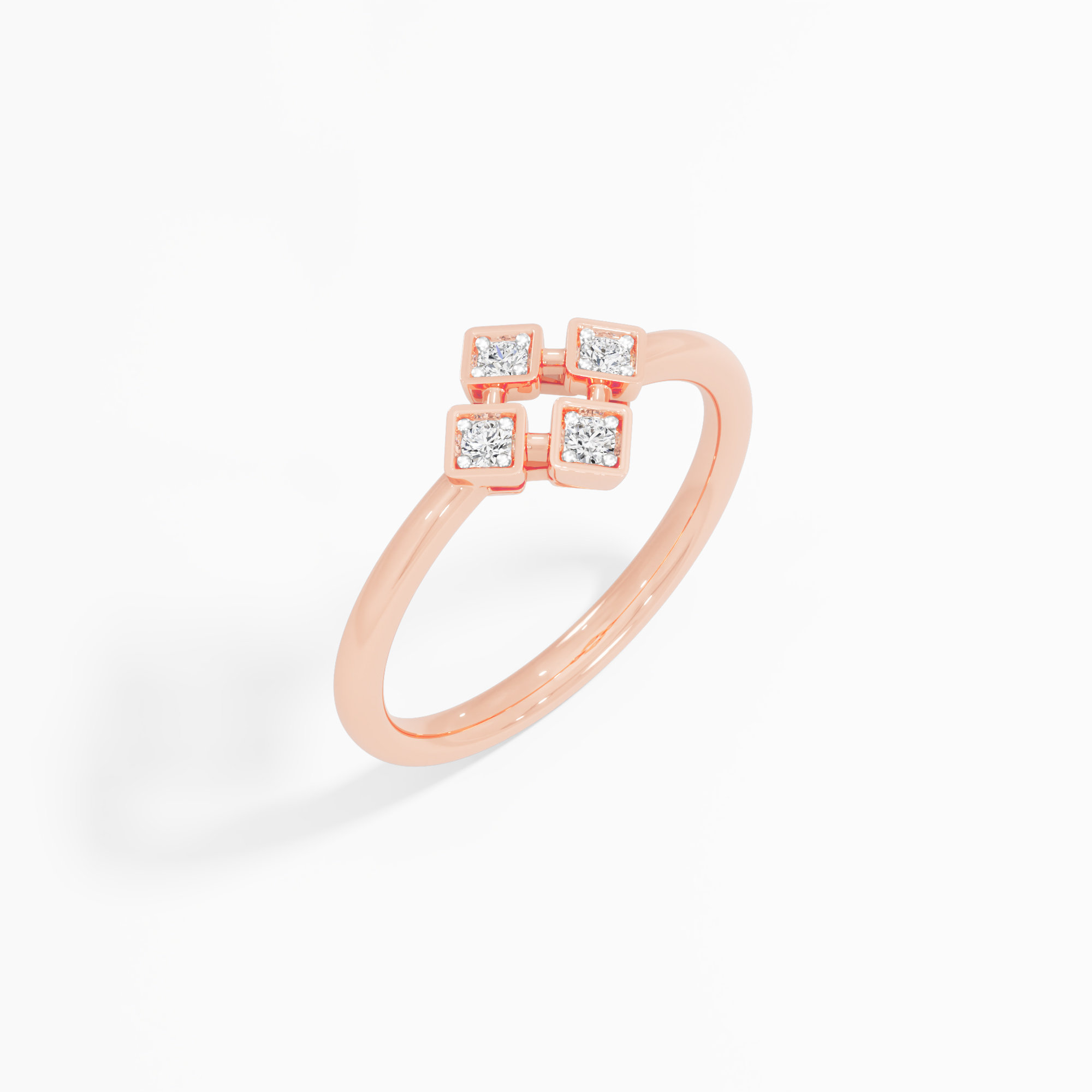 Quadra Sparkle Halos Ring in 9KT Rose Gold (Diamond Quality: FG-VVS VS)