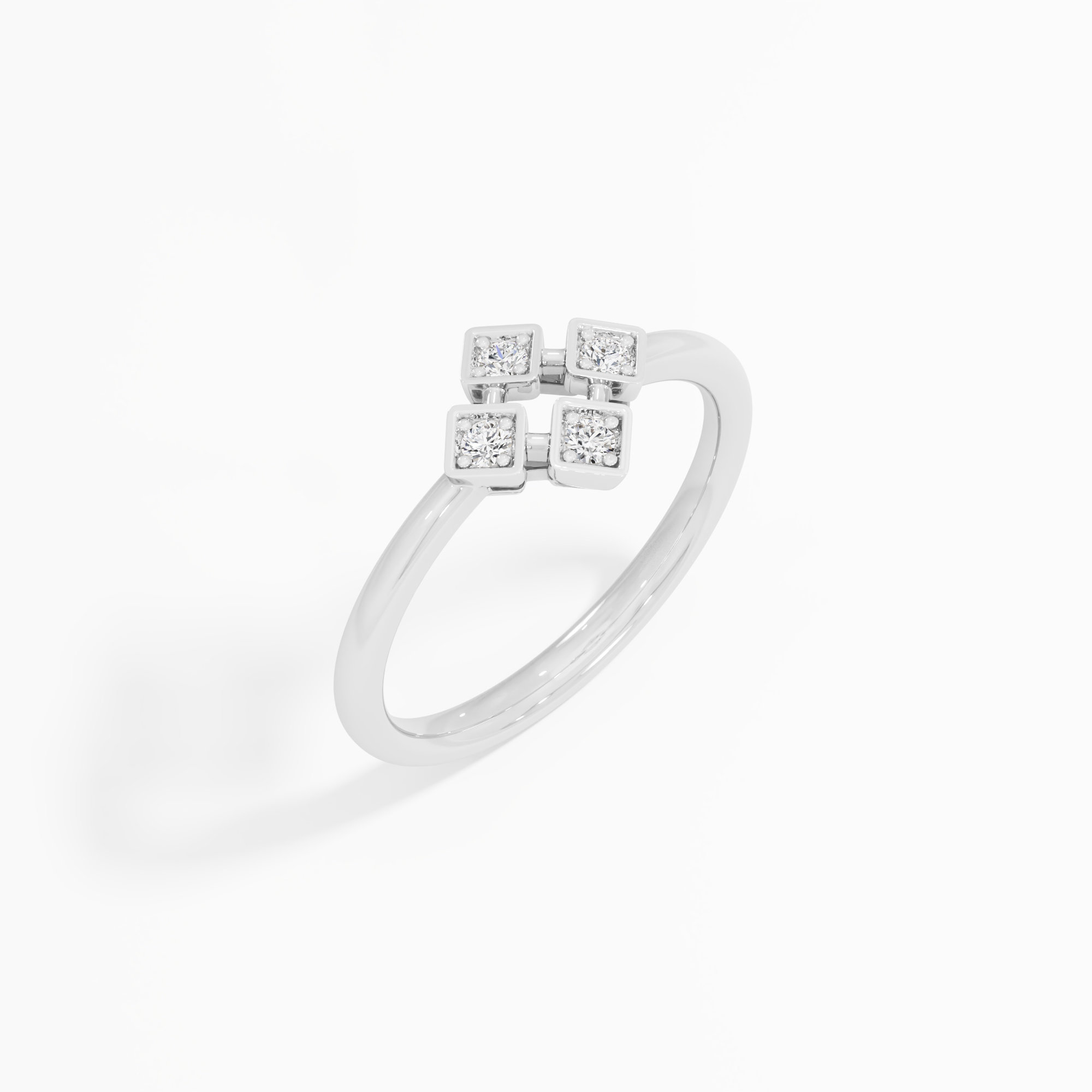 Quadra Sparkle Halos Ring in 9KT White Gold (Diamond Quality: FG-VVS VS)