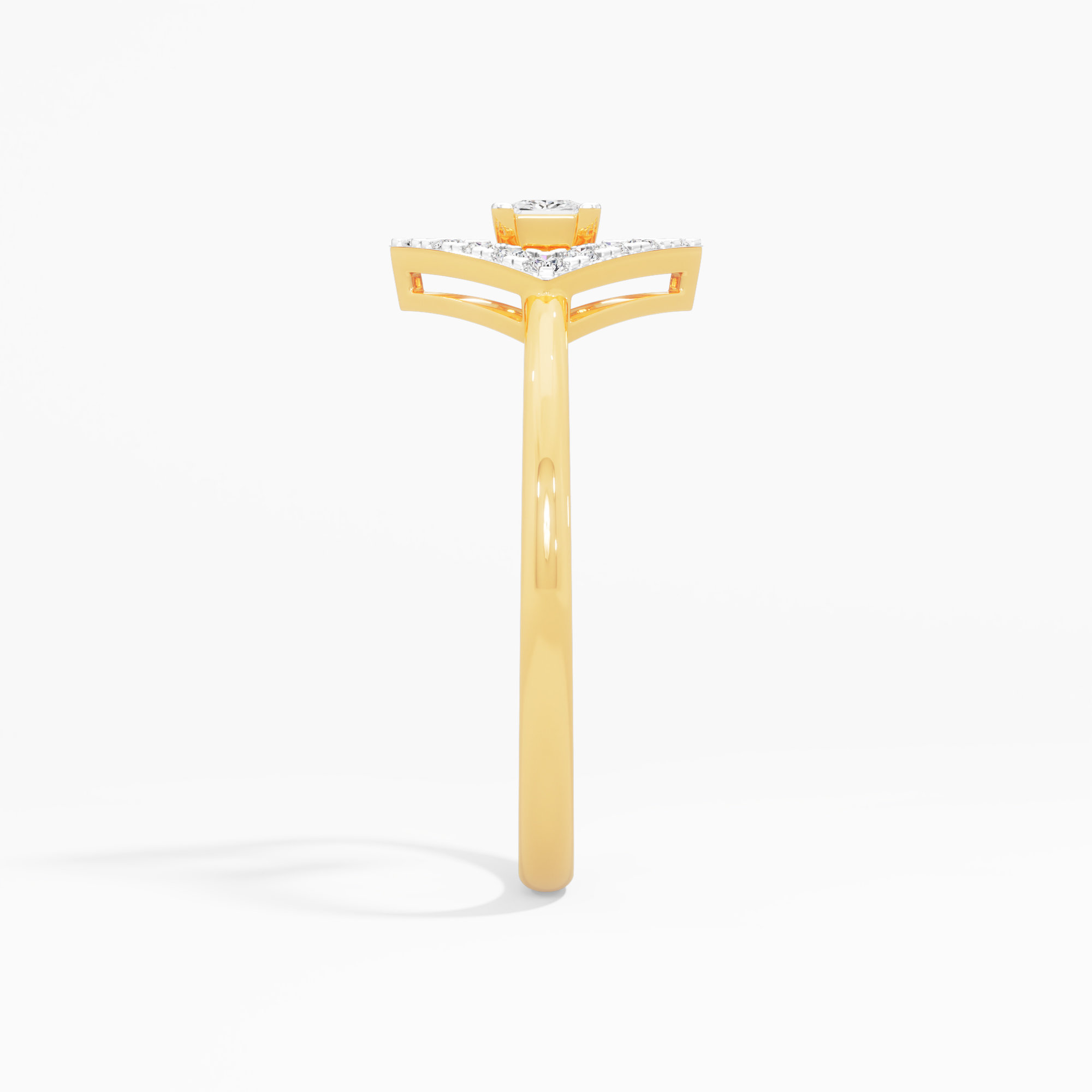 Radiant Square Halos Ring in 9KT Yellow Gold (Diamond Quality: FG-VVS VS)