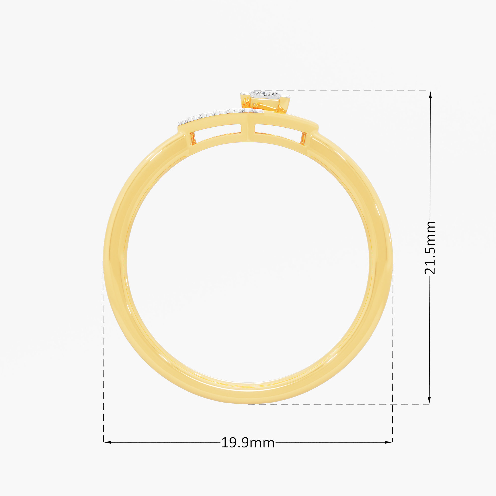 Radiant Square Halos Ring in 9KT Yellow Gold (Diamond Quality: FG-VVS VS)