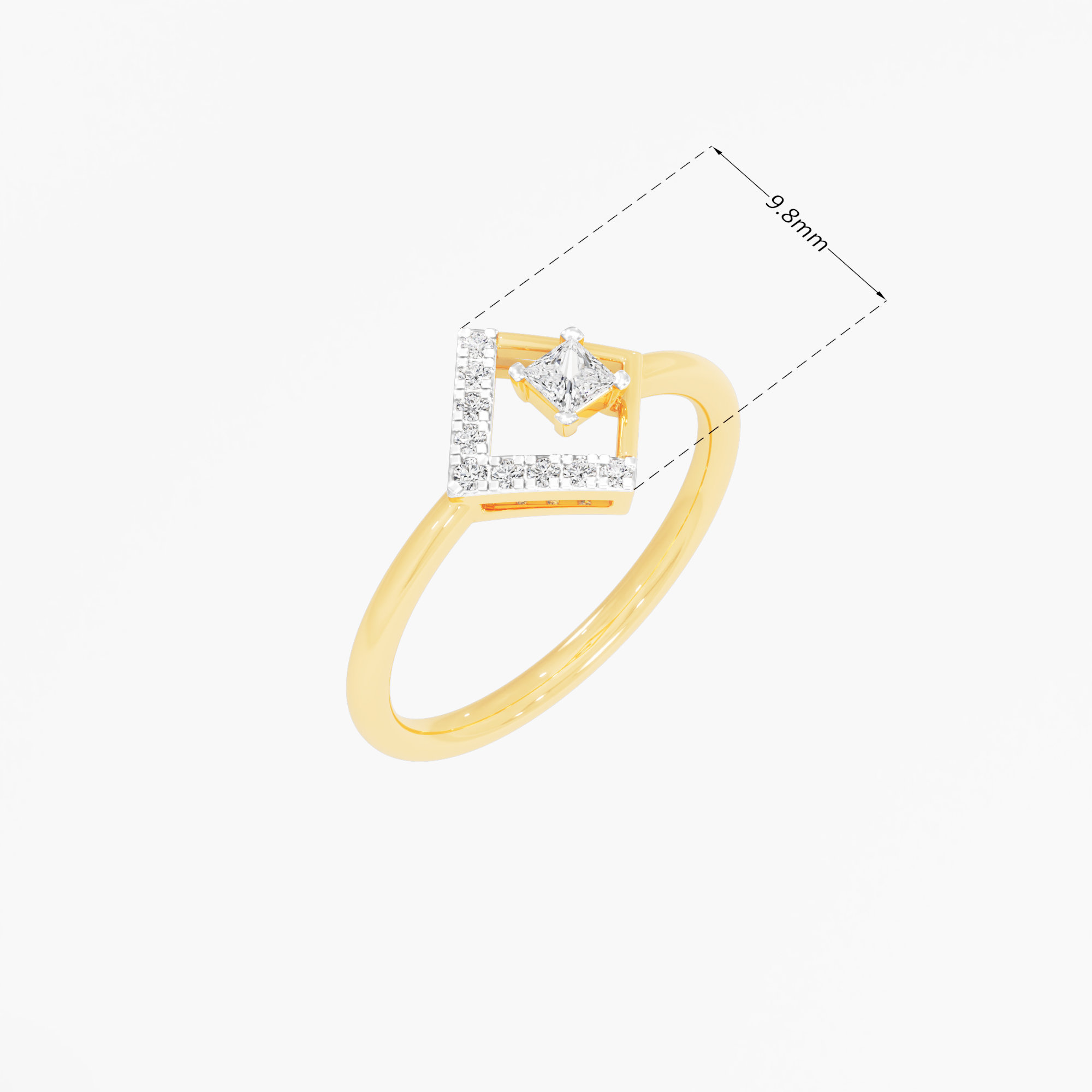 Radiant Square Halos Ring in 9KT Yellow Gold (Diamond Quality: FG-VVS VS)