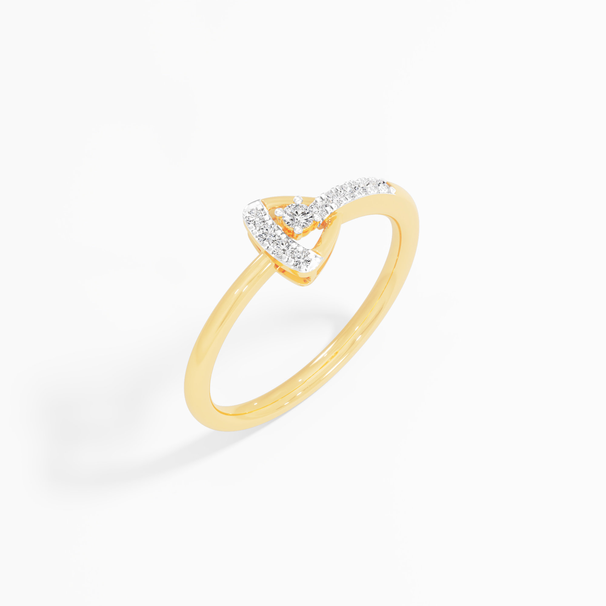 Sparkling Embrace Bypass Ring in 9KT Yellow Gold (Diamond Quality: EF-VVS VS)