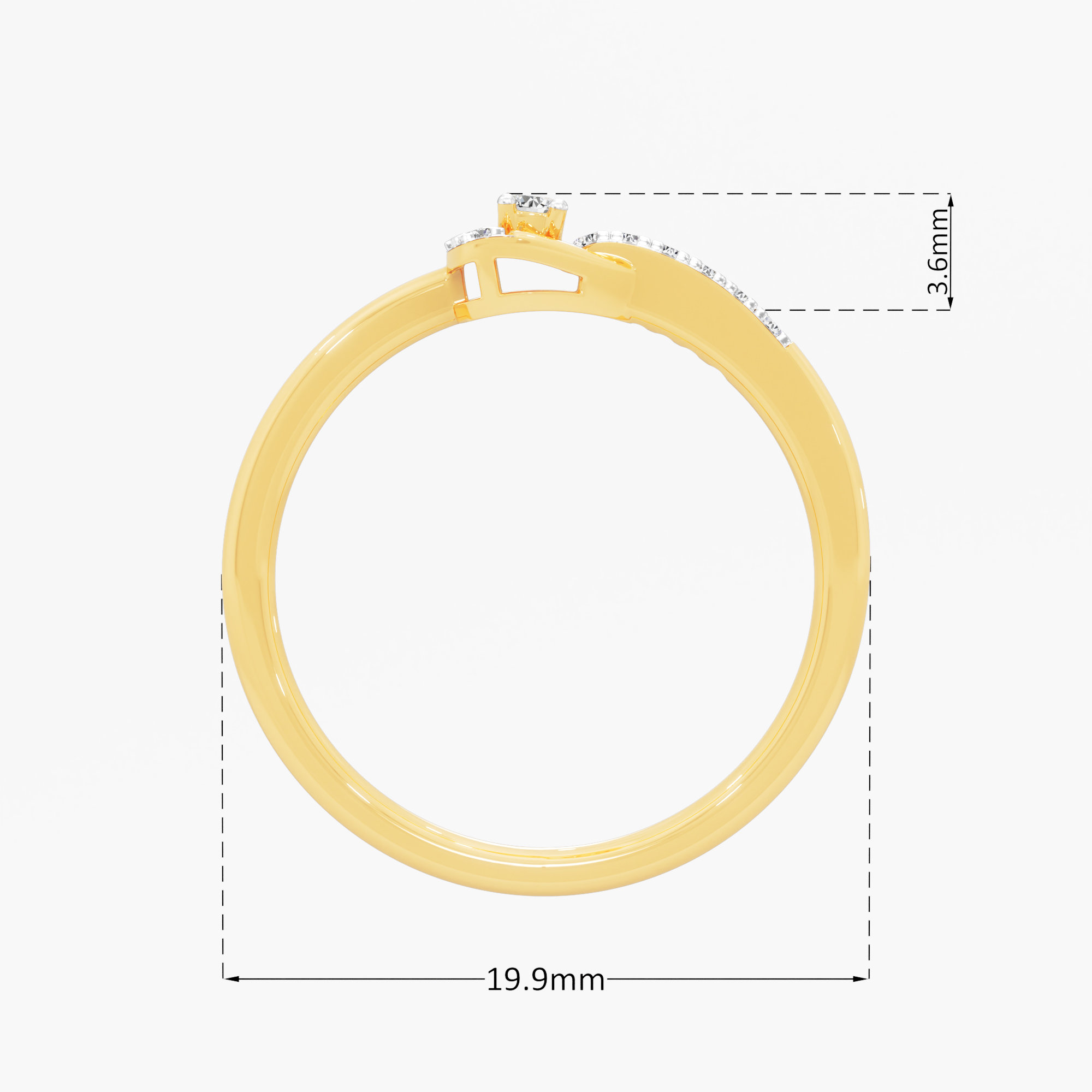 Sparkling Embrace Bypass Ring in 9KT Yellow Gold (Diamond Quality: EF-VVS VS)