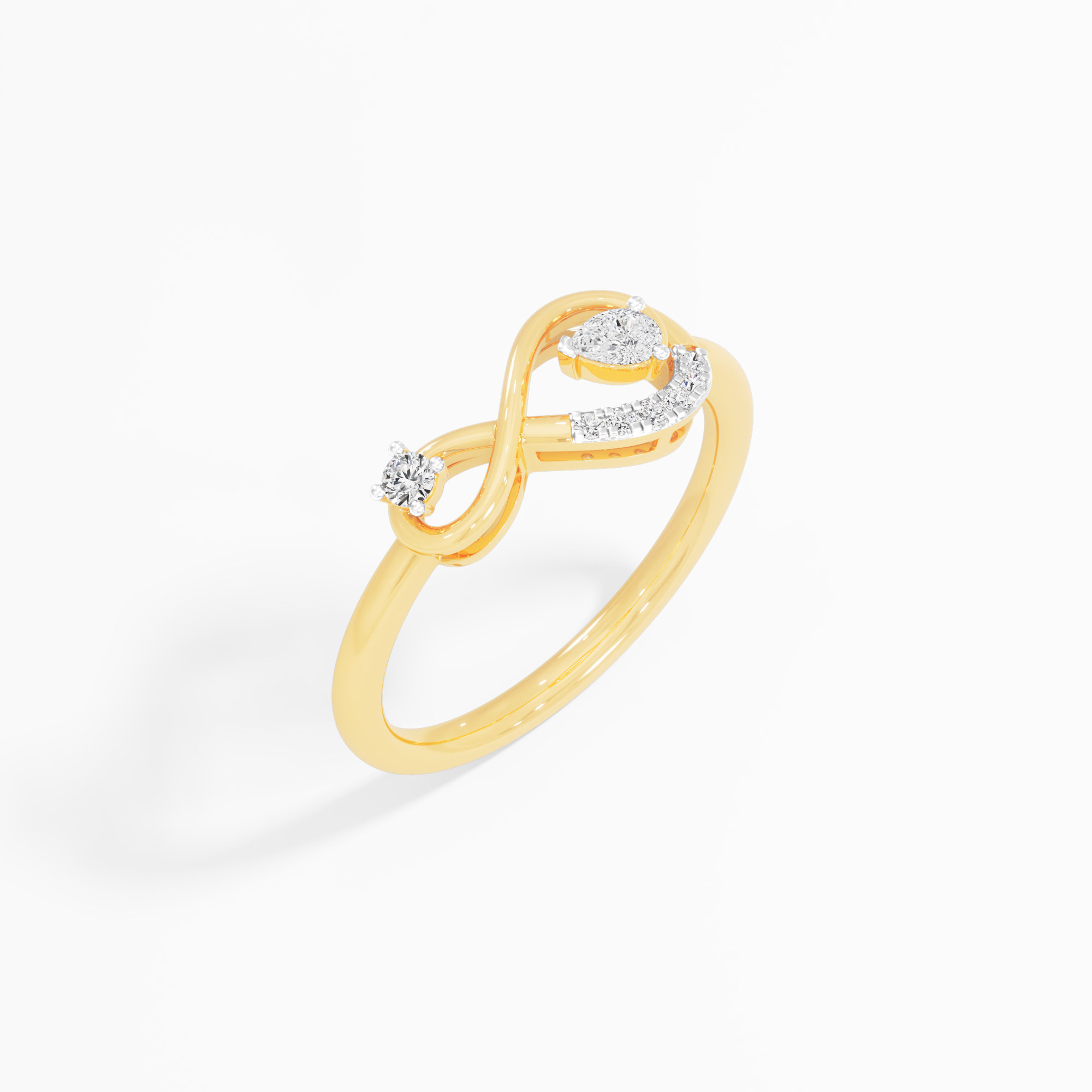 Infinity Pear Diamond Ring in 9KT Yellow Gold (Diamond Quality: FG-VVS VS)