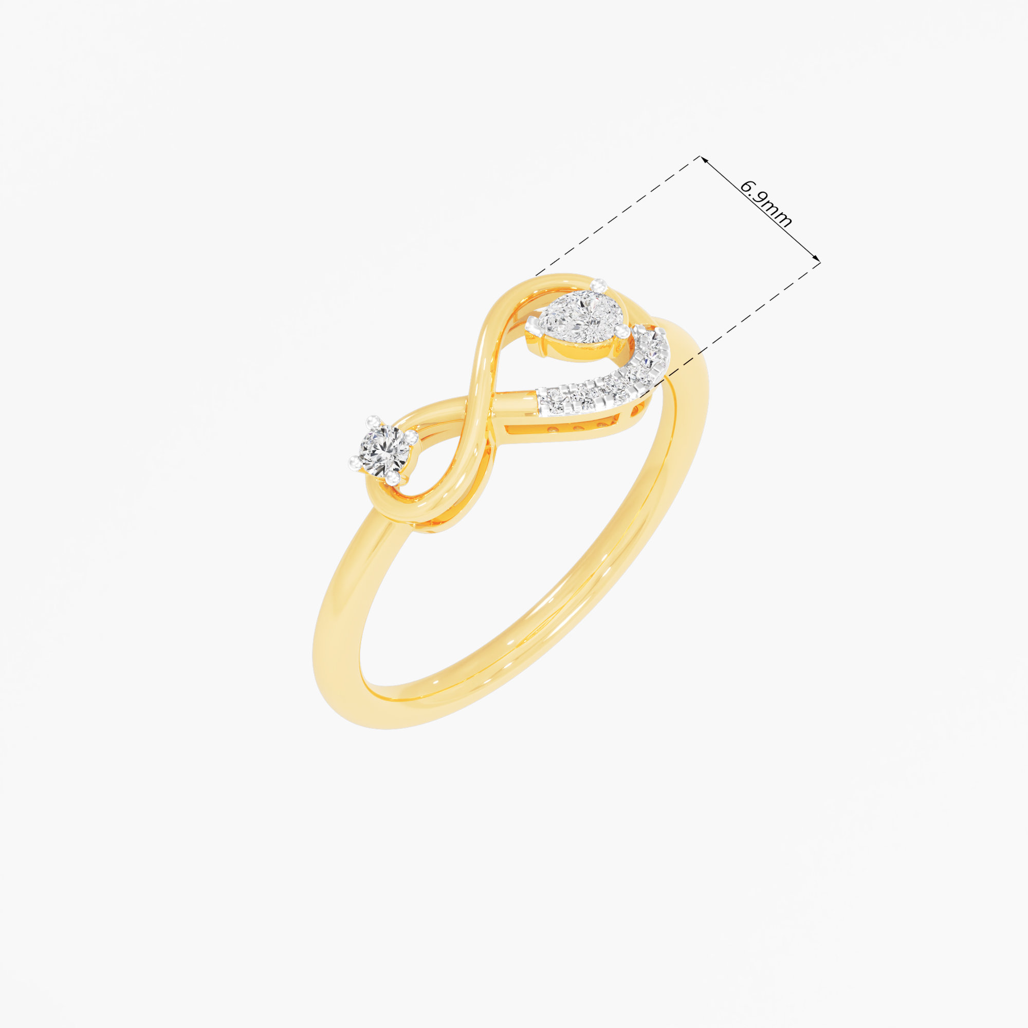 Infinity Pear Diamond Ring in 9KT Yellow Gold (Diamond Quality: FG-VVS VS)