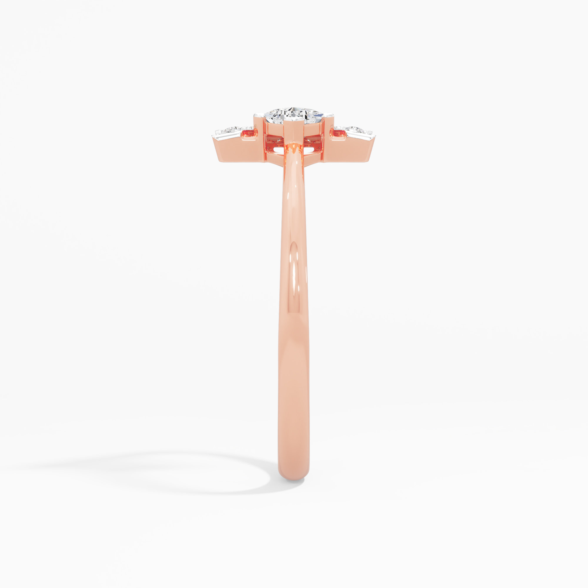 Radiant Apex Cocktail Ring in 9KT Rose Gold (Diamond Quality: FG-VVS VS)