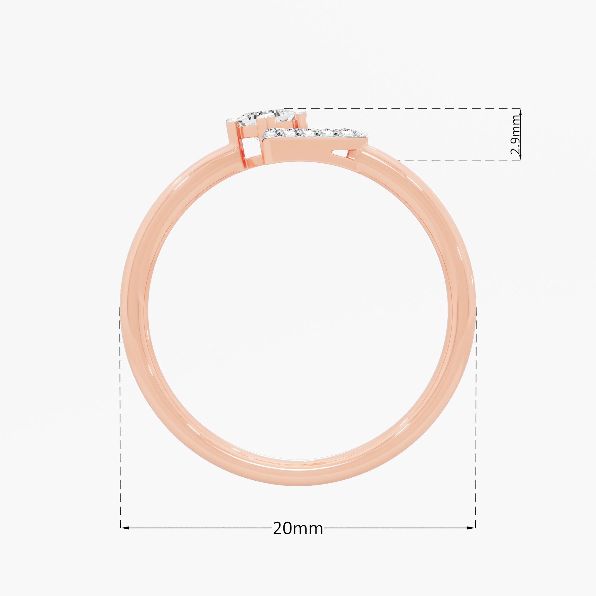 Radiant Apex Cocktail Ring in 9KT Rose Gold (Diamond Quality: FG-VVS VS)